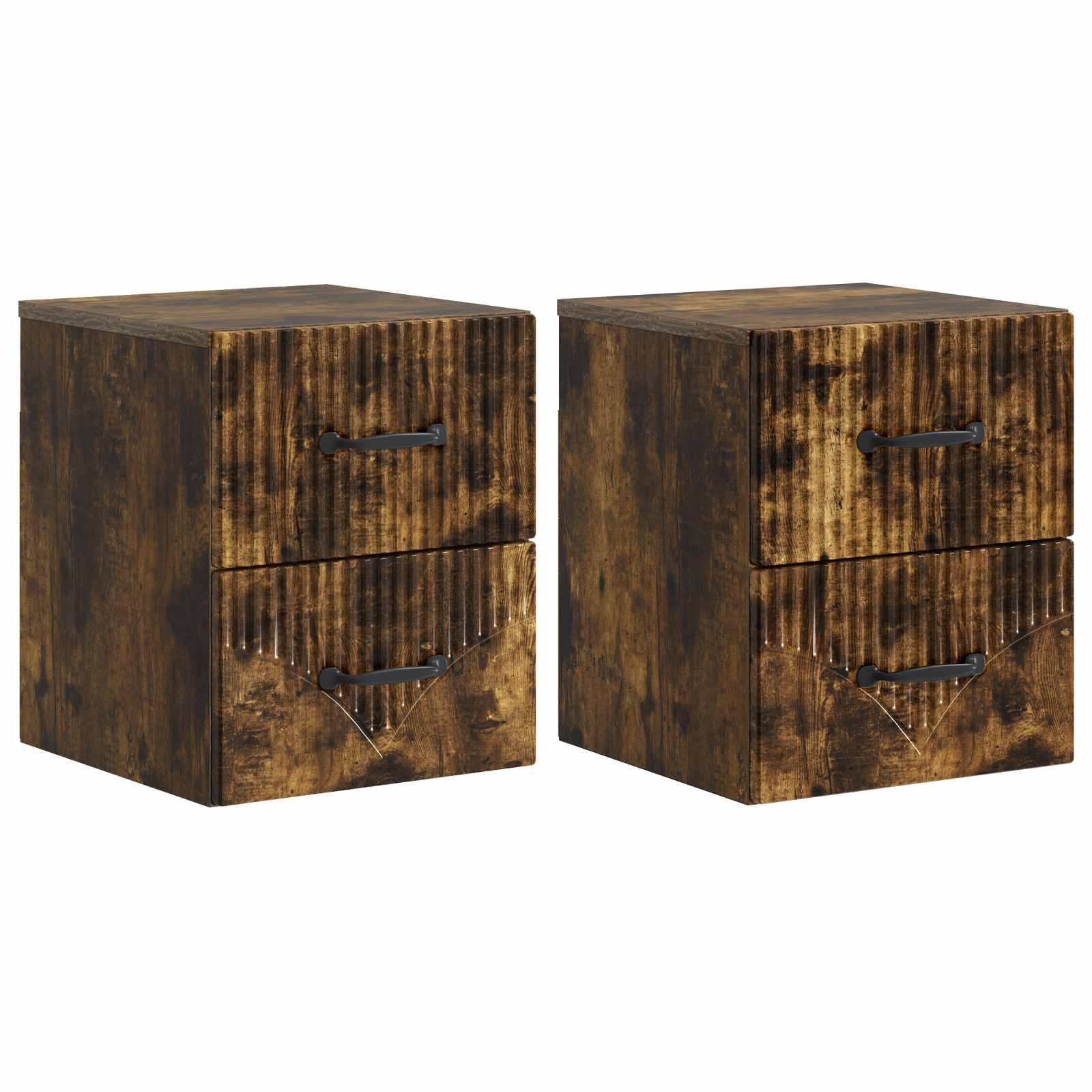 Cabinet de chevet mural 2 pcs Chêne fumé 34,5 x 33 x 40 cm - XIOS