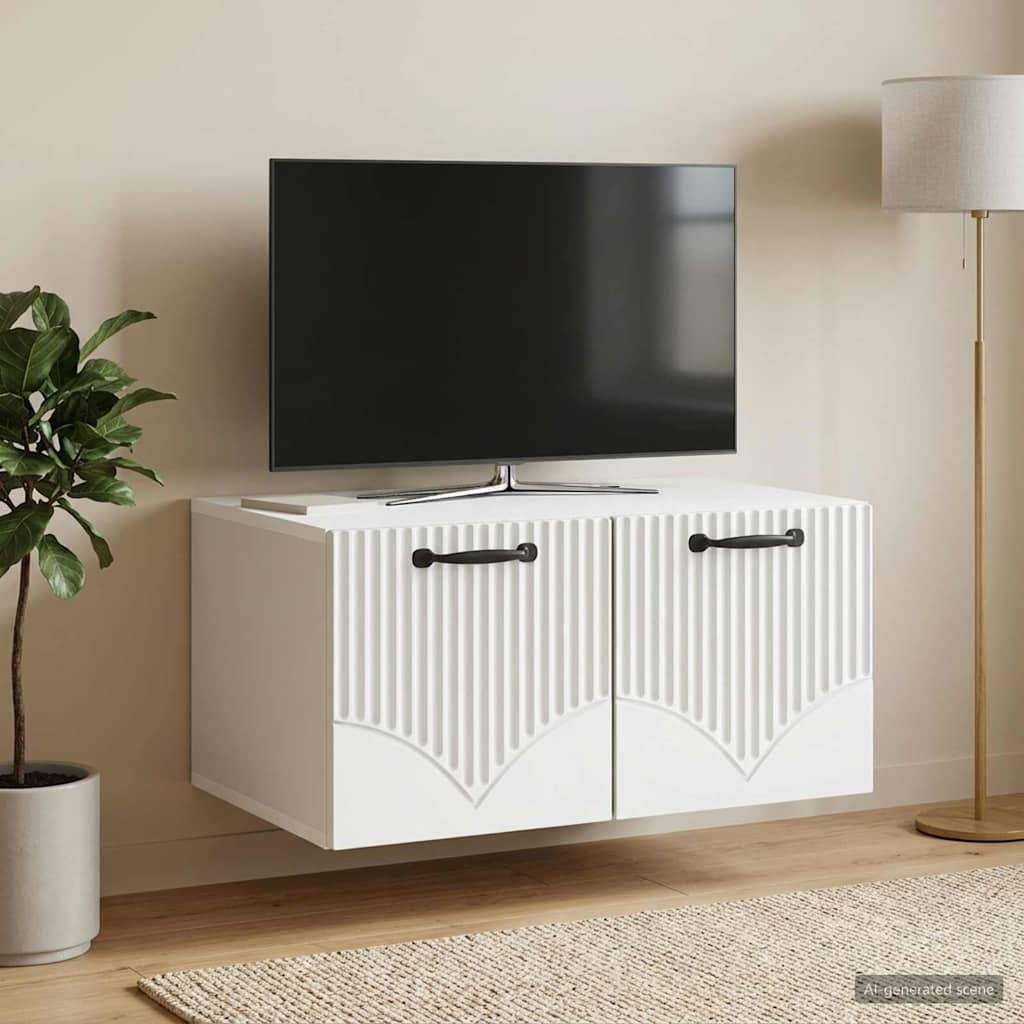 Meuble TV mural Blanc 59,5 x 41 x 30 cm Bois d'ingénierie - XIOS
