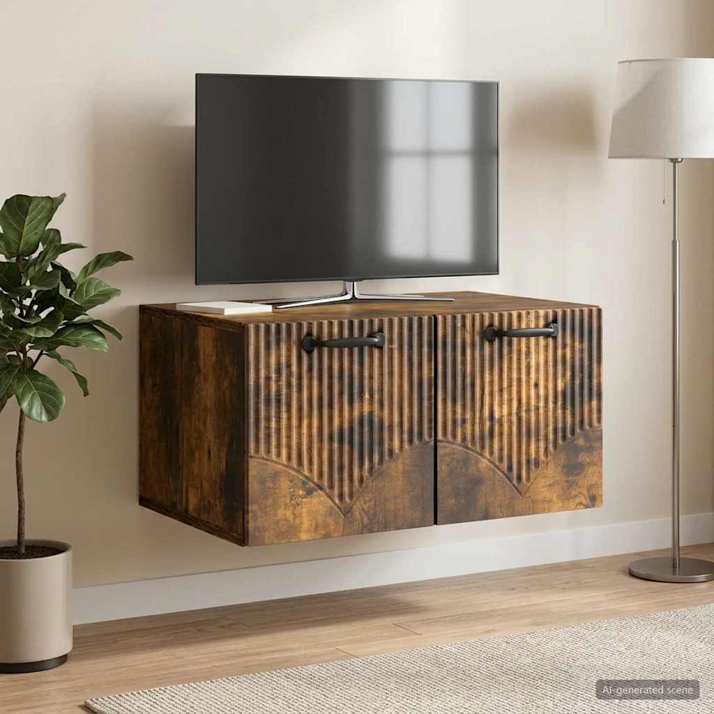 Meuble TV mural Chêne fumé 59,5 x 41 x 30 cm Bois d'ingénierie - XIOS