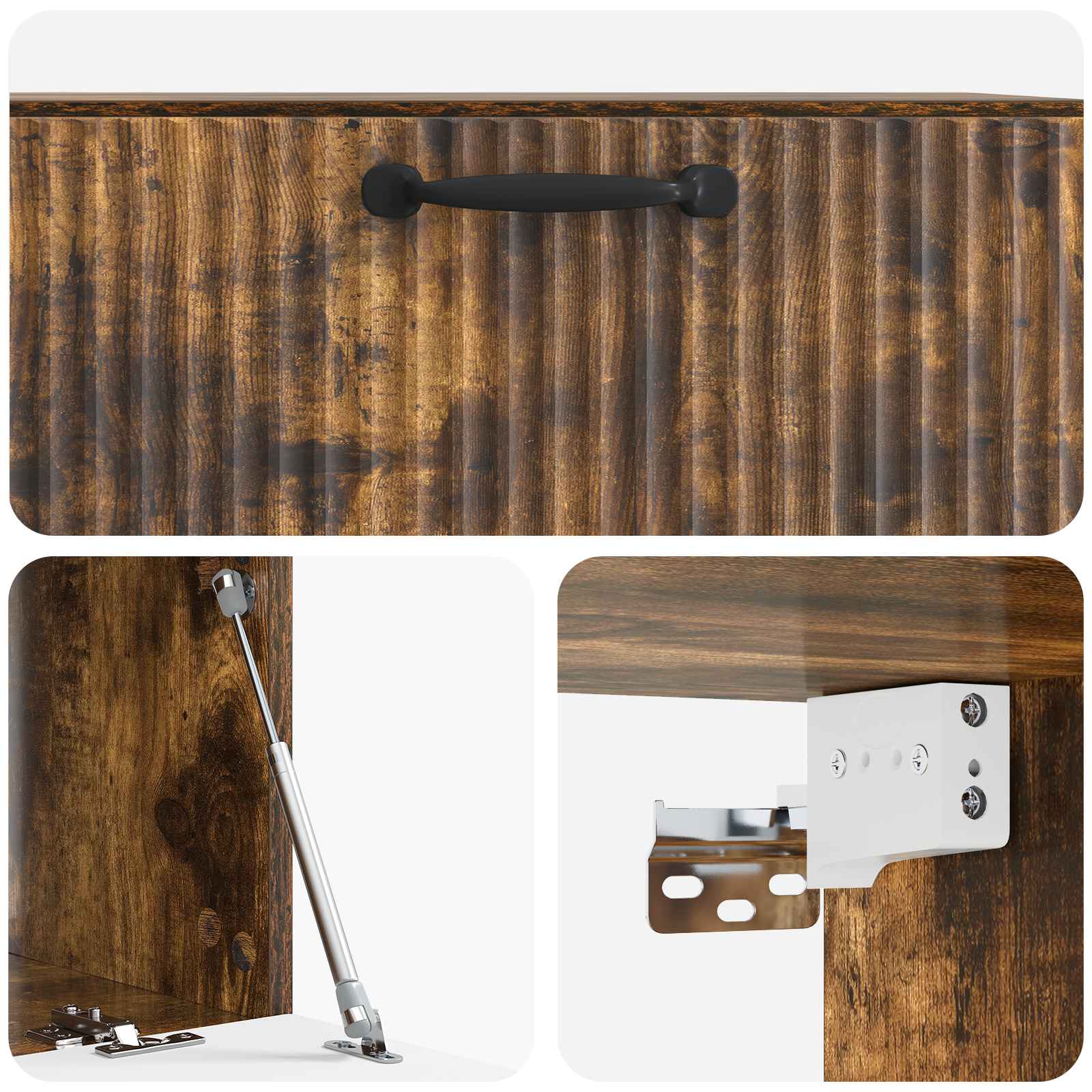 Meuble TV mural Chêne fumé 78,5 x 41 x 30 cm Bois d'ingénierie - XIOS