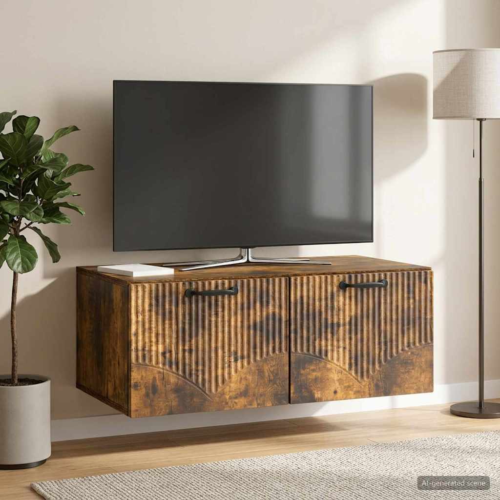 Meuble TV mural Chêne fumé 78,5 x 41 x 30 cm Bois d'ingénierie - XIOS