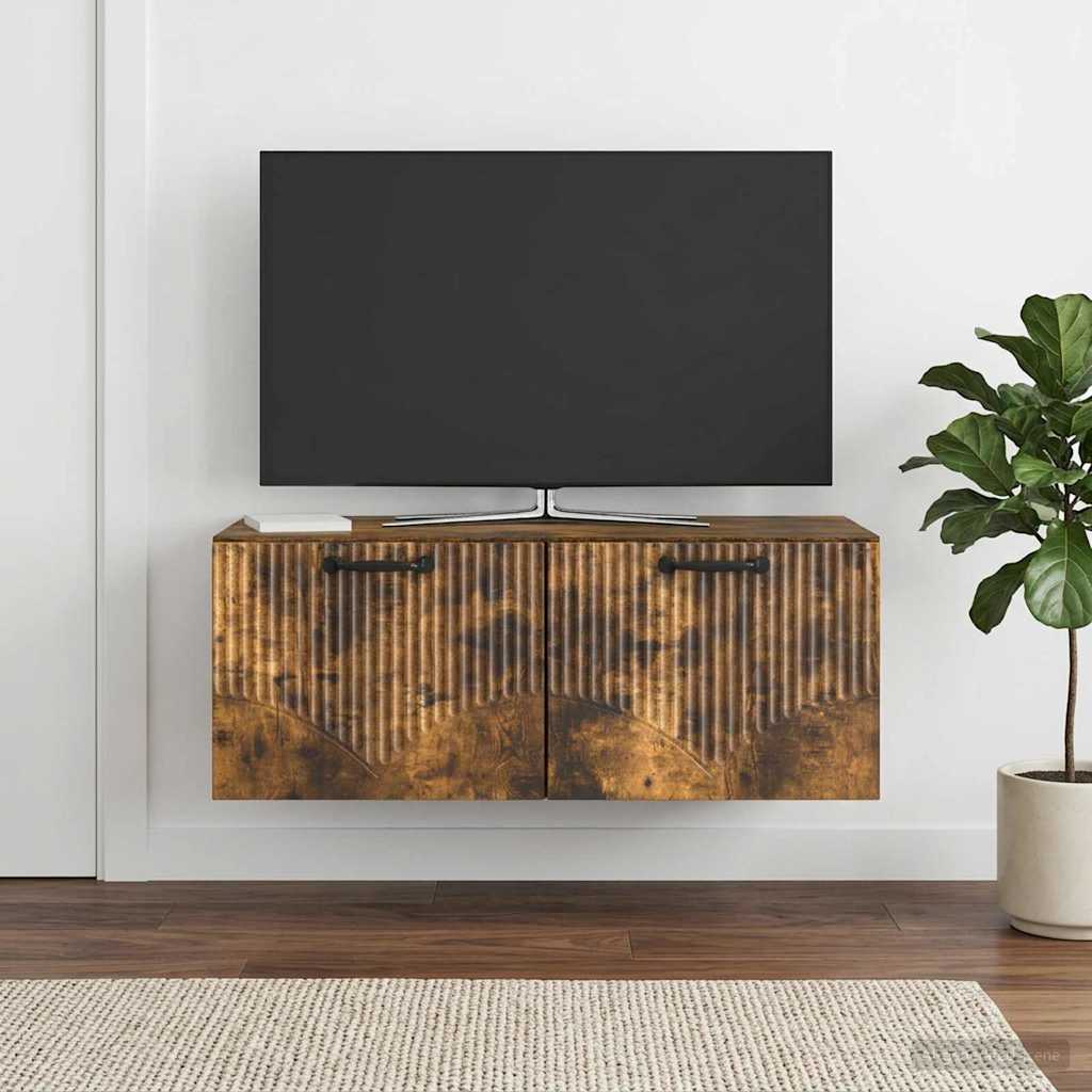 Meuble TV mural Chêne fumé 78,5 x 41 x 30 cm Bois d'ingénierie - XIOS