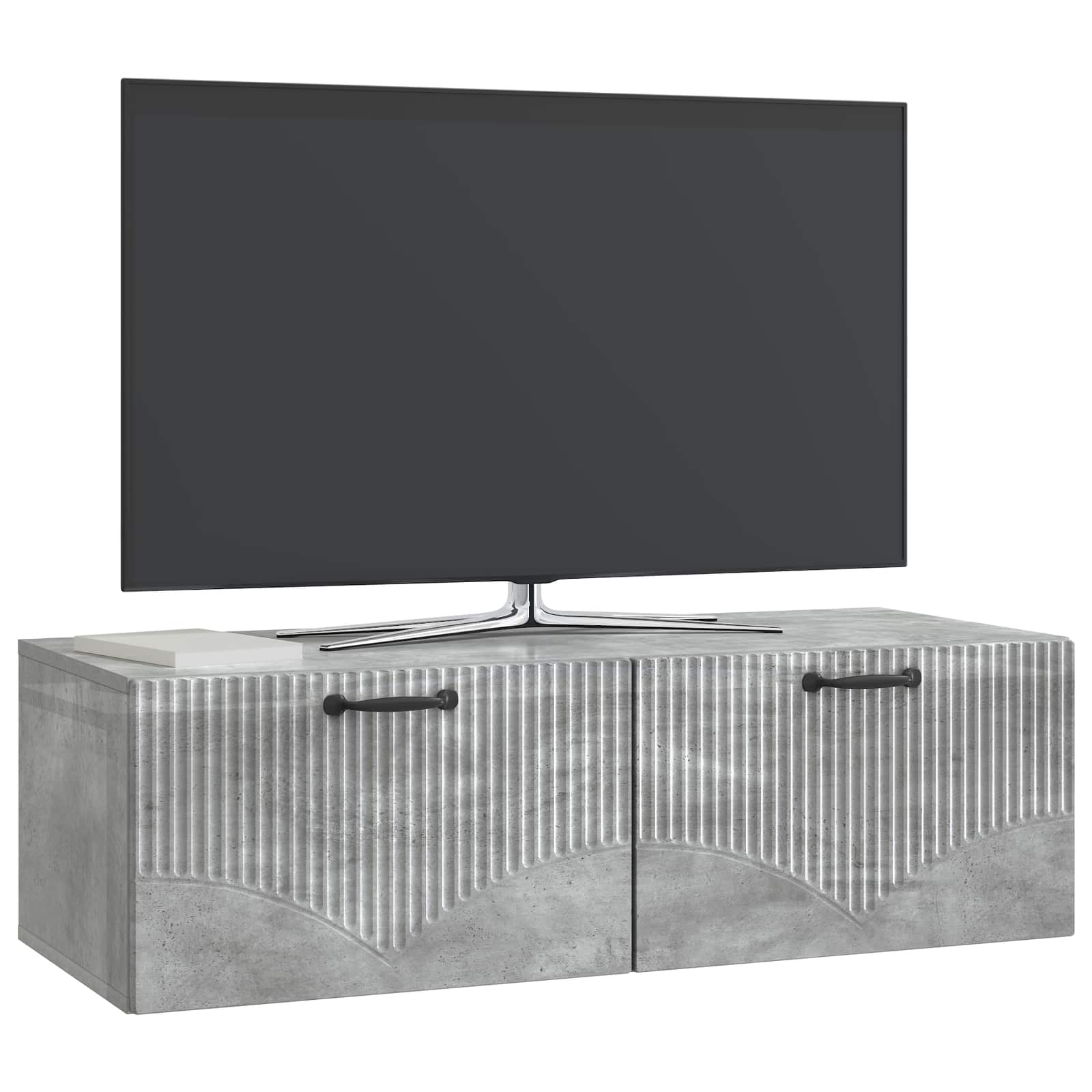 Meuble TV mural Gris béton 98 x 41 x 30 cm Bois d'ingénierie - XIOS