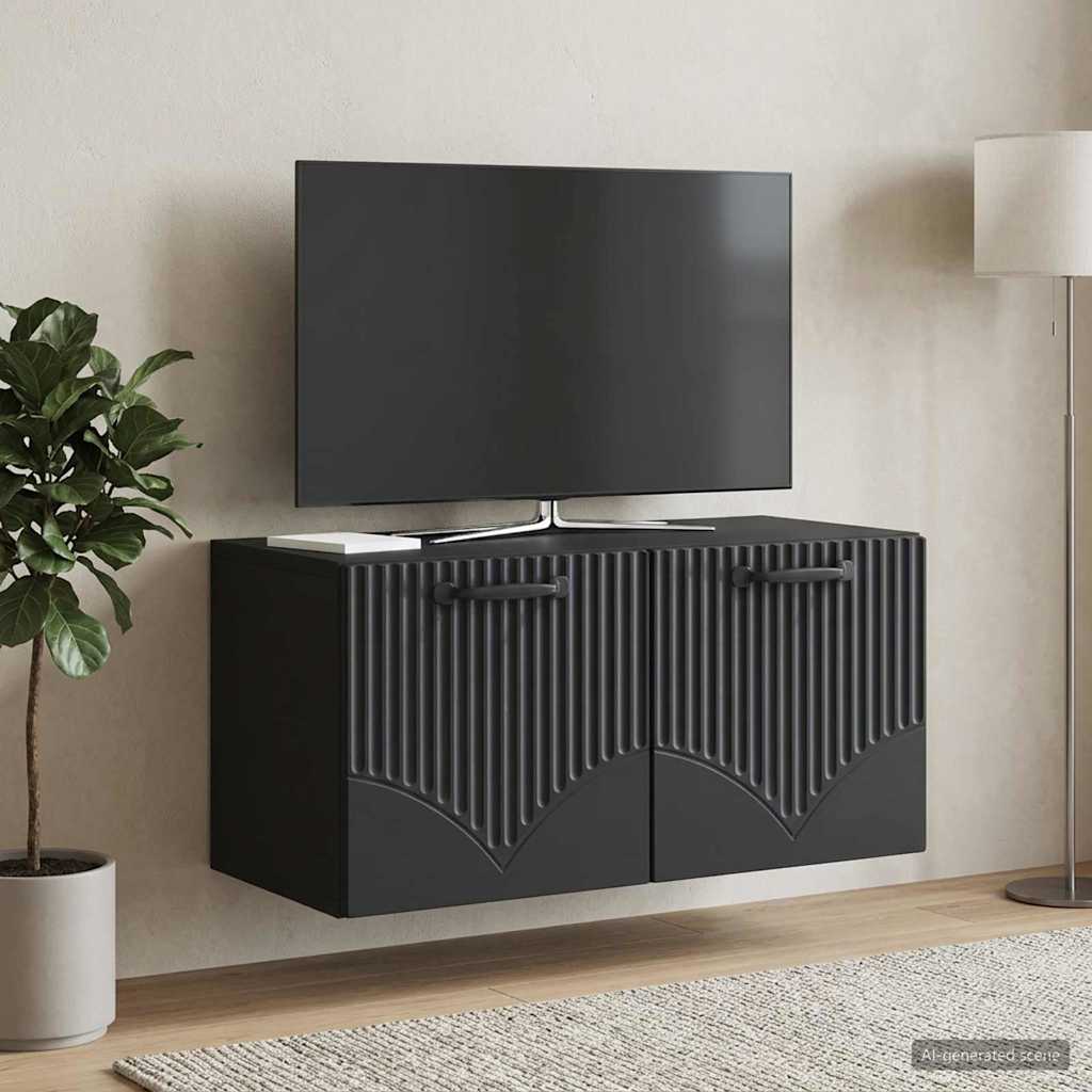 Meuble TV mural Noir 59,5 x 31 x 30 cm Bois d'ingénierie - XIOS