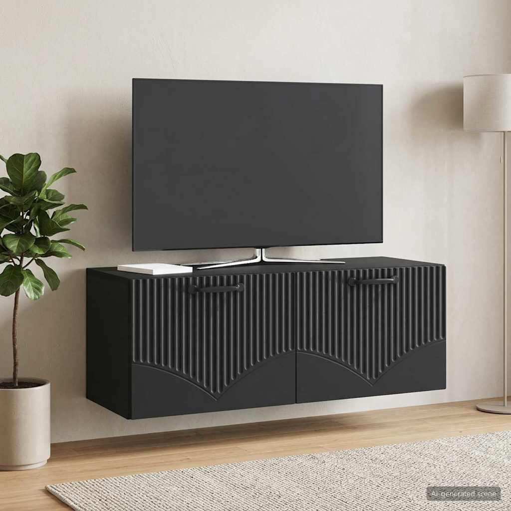 Meuble TV mural Noir 78,5 x 31 x 30 cm Bois d'ingénierie - XIOS