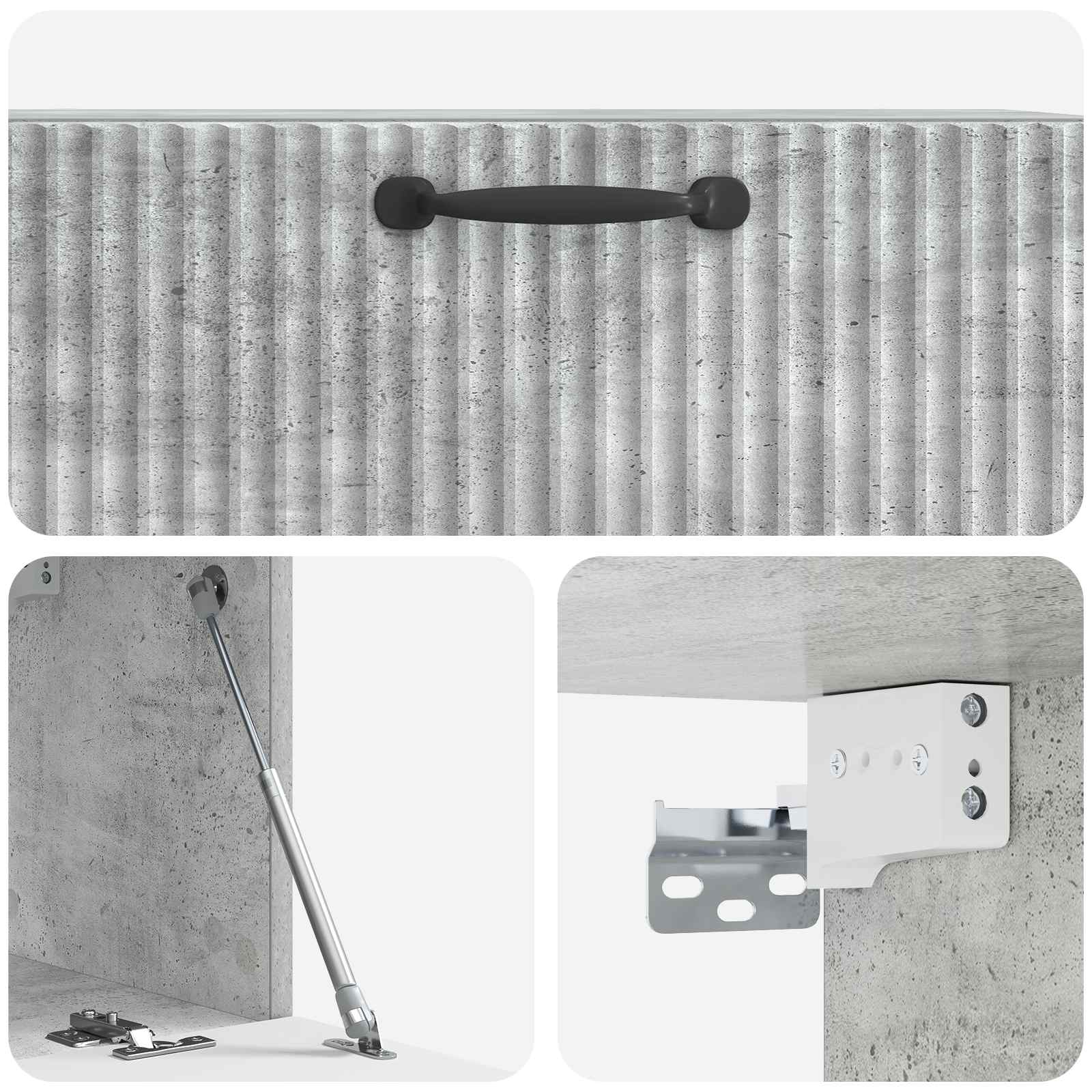 Meuble TV mural Gris béton 78,5 x 31 x 30 cm Bois d'ingénierie - XIOS