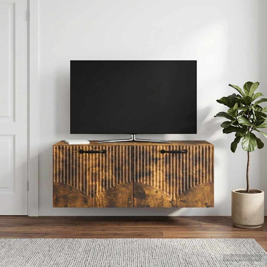 Meuble TV mural Chêne fumé 78,5 x 31 x 30 cm Bois d'ingénierie - XIOS