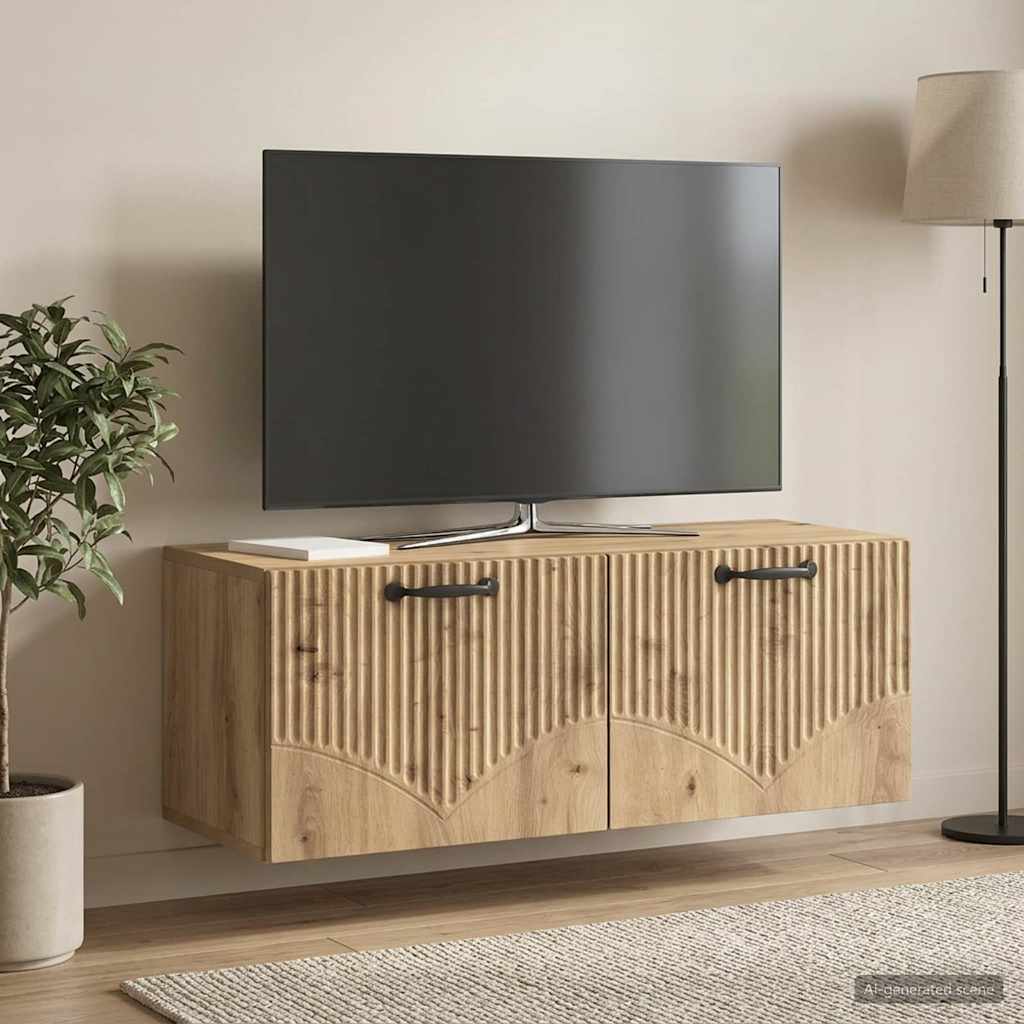 Meuble TV mural 78,5 x 31 x 30 cm Chêne artisanal - XIOS