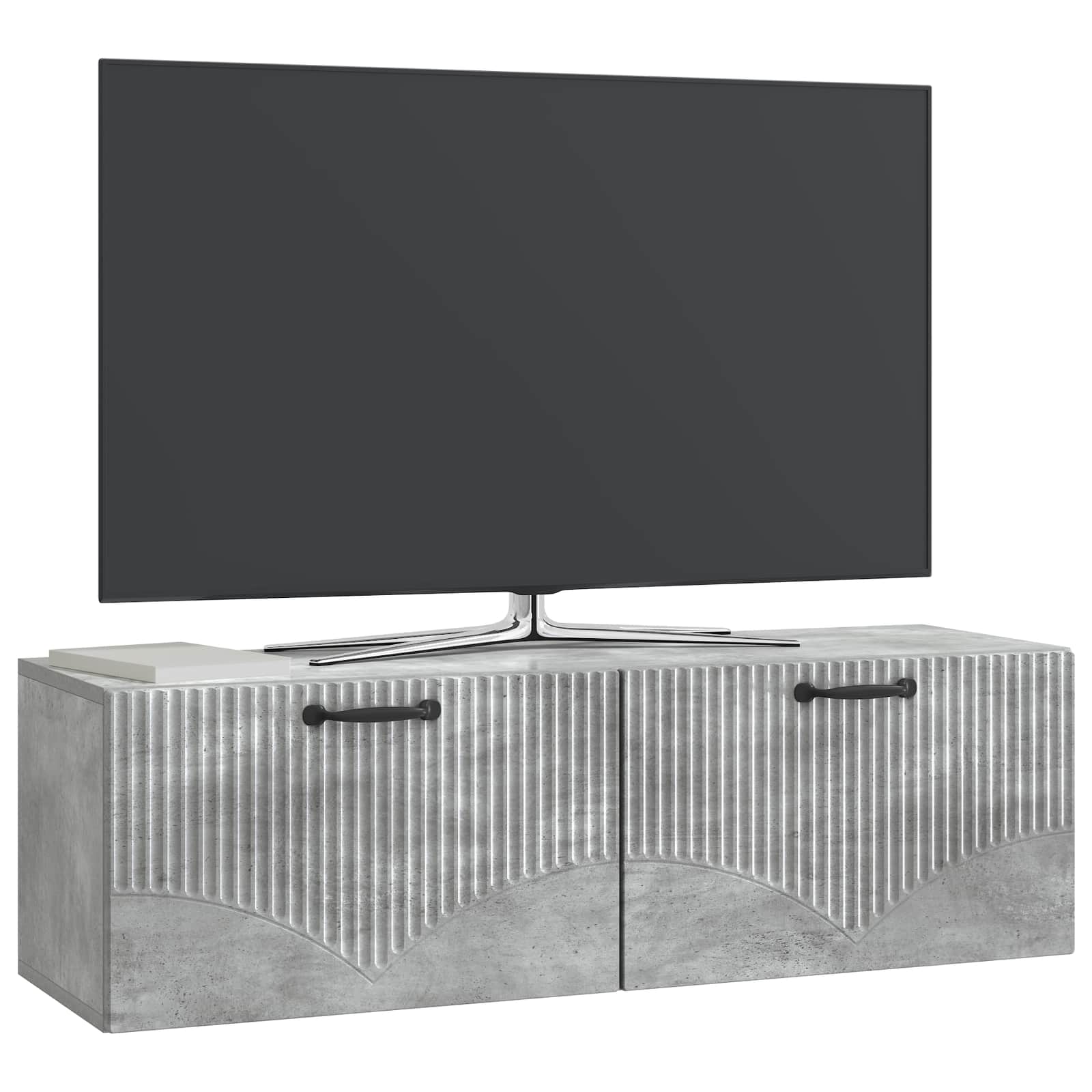 Meuble TV mural Gris béton 98 x 31 x 30 cm Bois d'ingénierie - XIOS