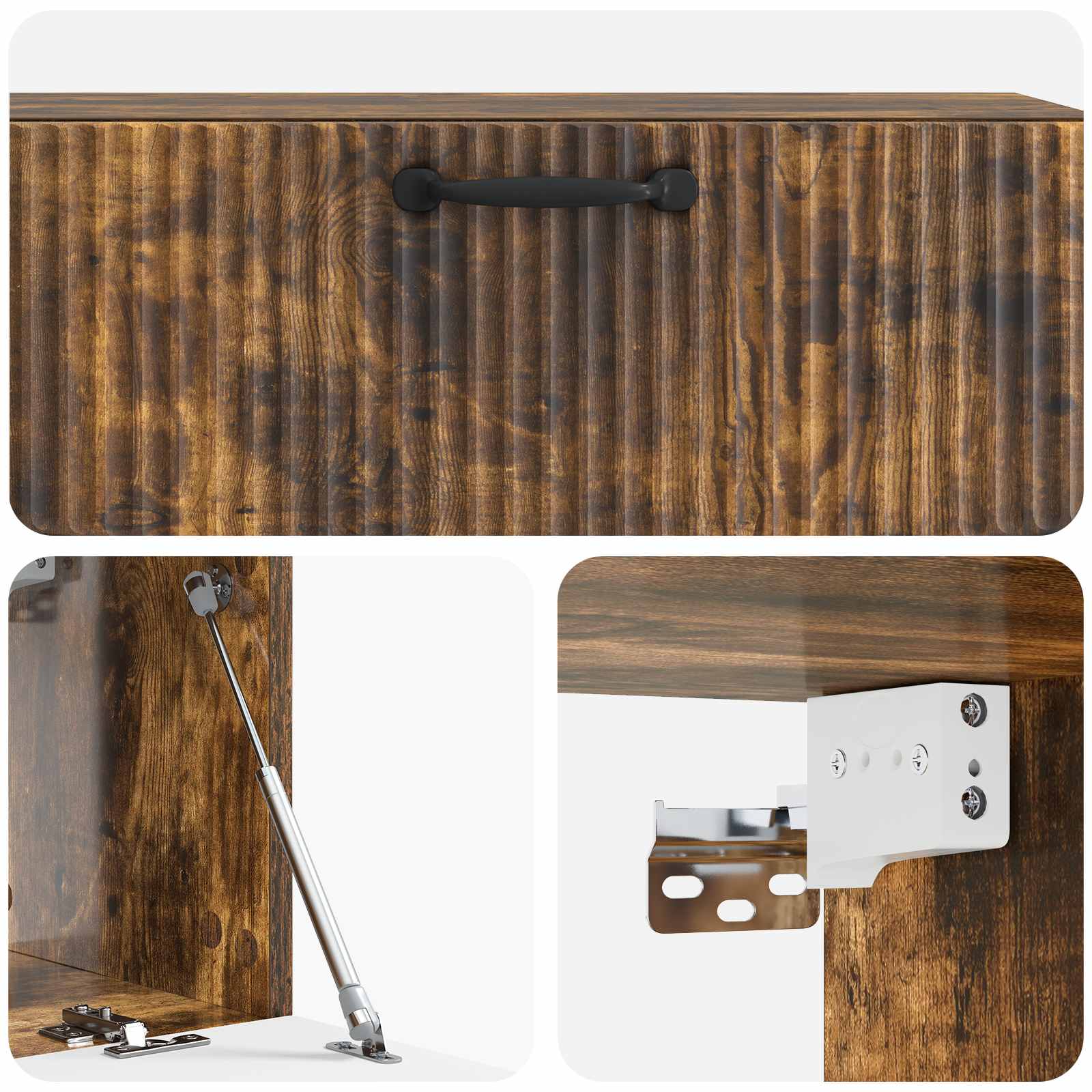 Meuble TV mural Chêne fumé 98 x 31 x 30 cm Bois d'ingénierie - XIOS