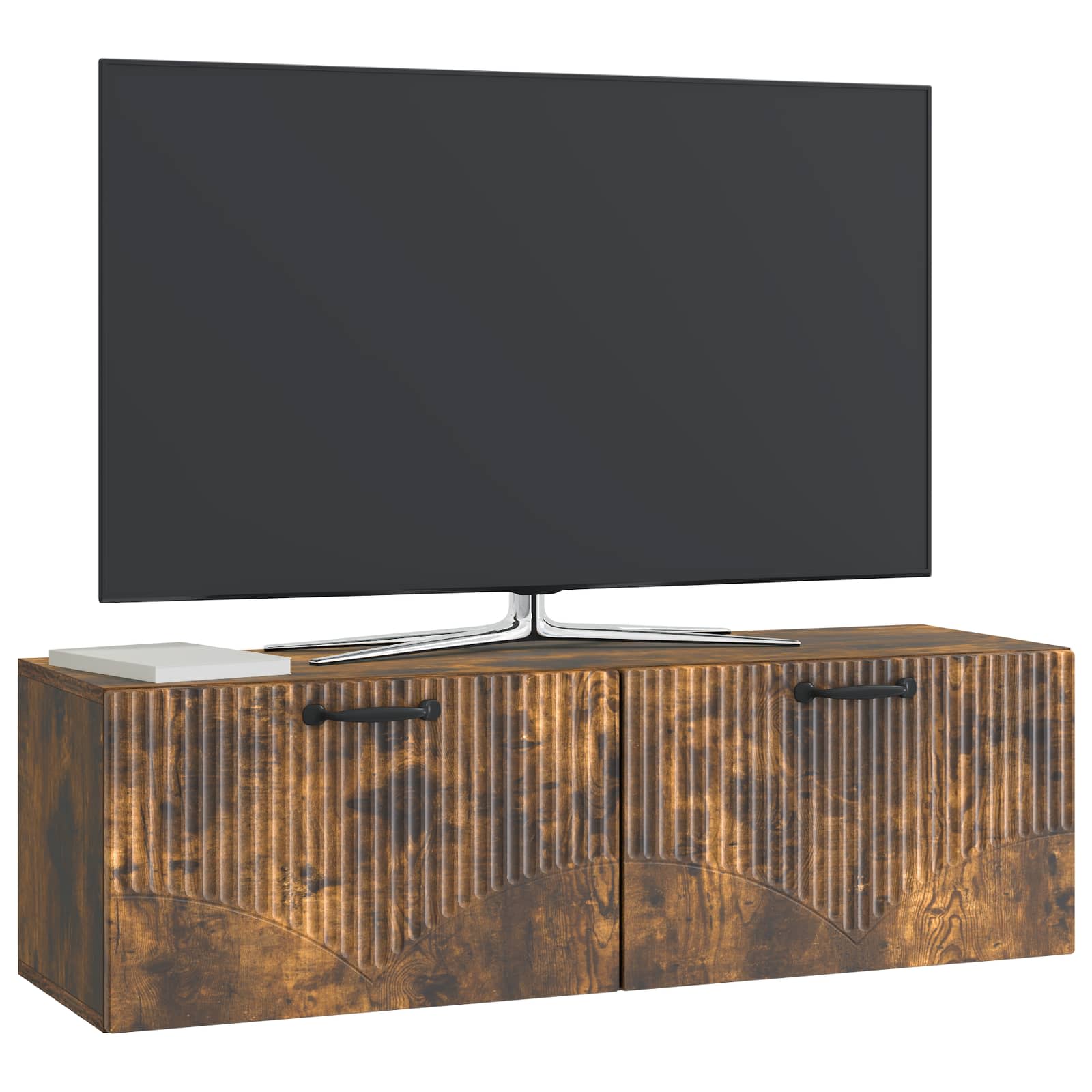 Meuble TV mural Chêne fumé 98 x 31 x 30 cm Bois d'ingénierie - XIOS