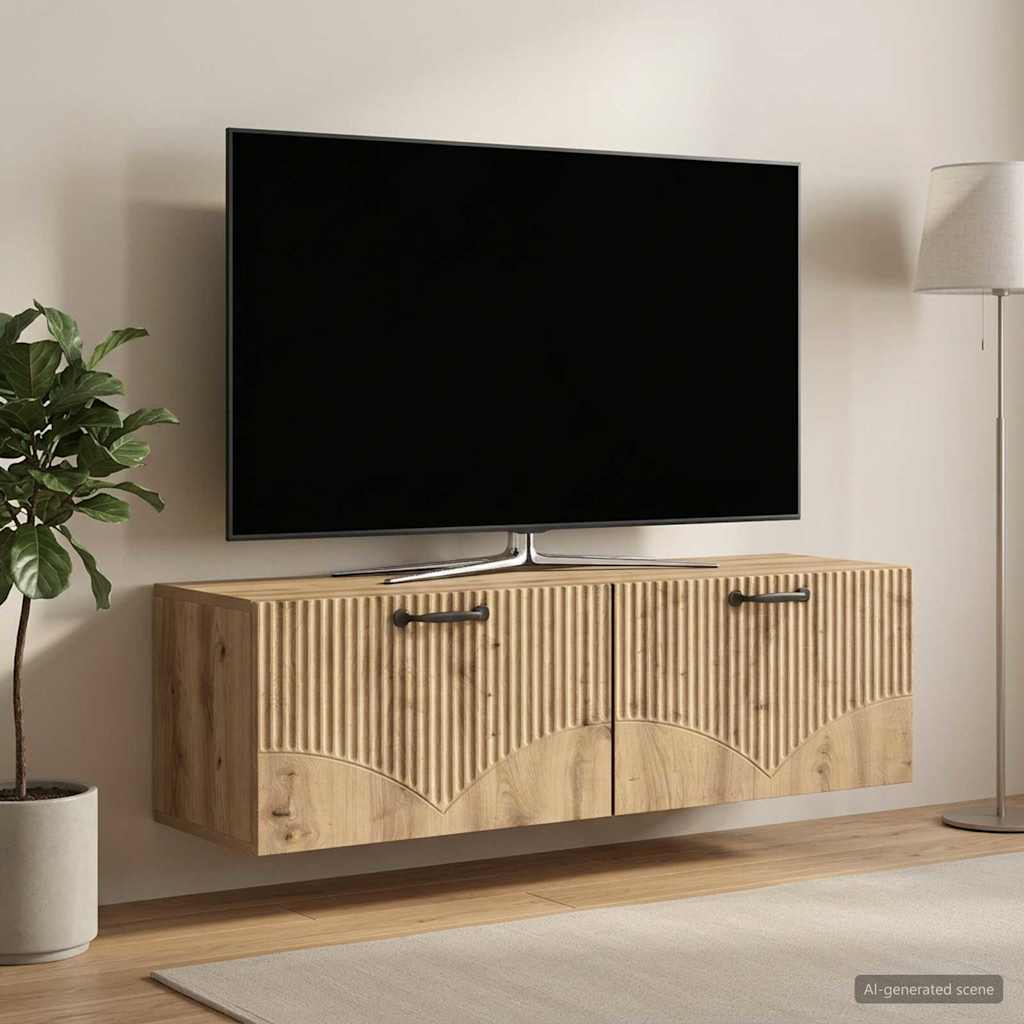 Meuble TV mural 98 x 31 x 30 cm Chêne artisanal - XIOS