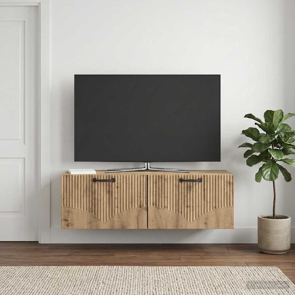 Meuble TV mural 98 x 31 x 30 cm Chêne artisanal - XIOS