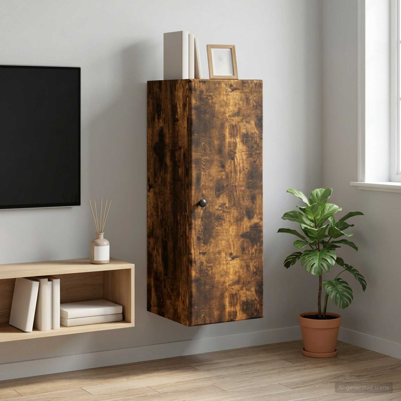 Armoire Murale Chêne fumé 33 x 34,5 x 90 cm Bois d'ingénierie - XIOS