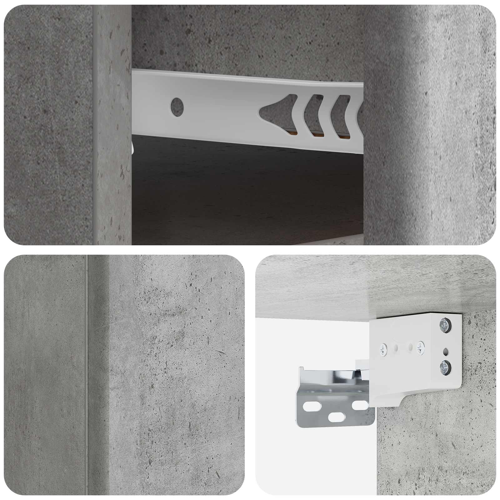 Cabinet de chevet mural 2 pc Gris béton 34,5 x 33 x 20 cm - XIOS