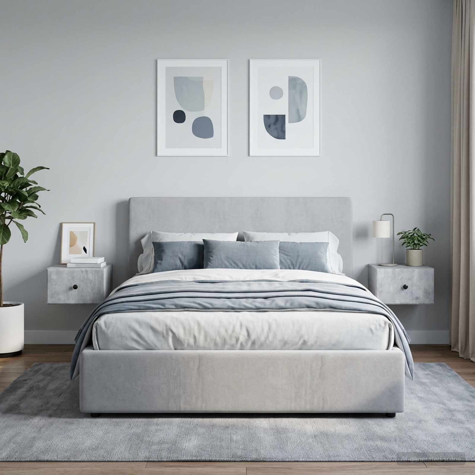 Cabinet de chevet mural 2 pc Gris béton 34,5 x 33 x 20 cm - XIOS