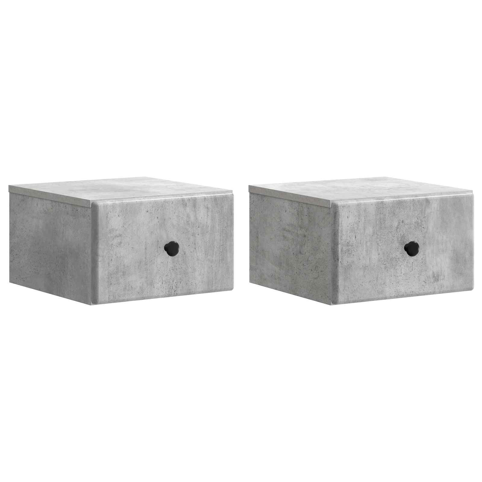 Cabinet de chevet mural 2 pc Gris béton 34,5 x 33 x 20 cm - XIOS