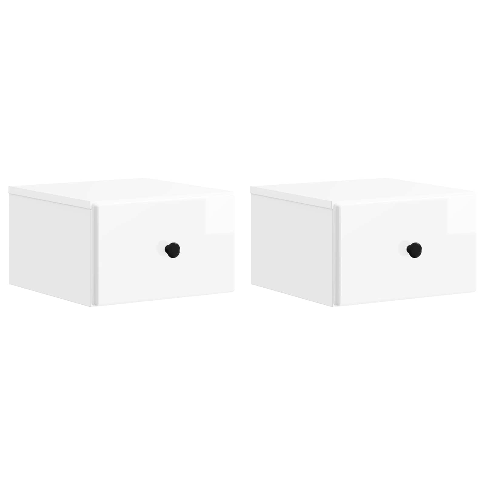 Cabinet de chevet mural 2 pcs Blanc brillant 34,5 x 33 x 20 cm - XIOS
