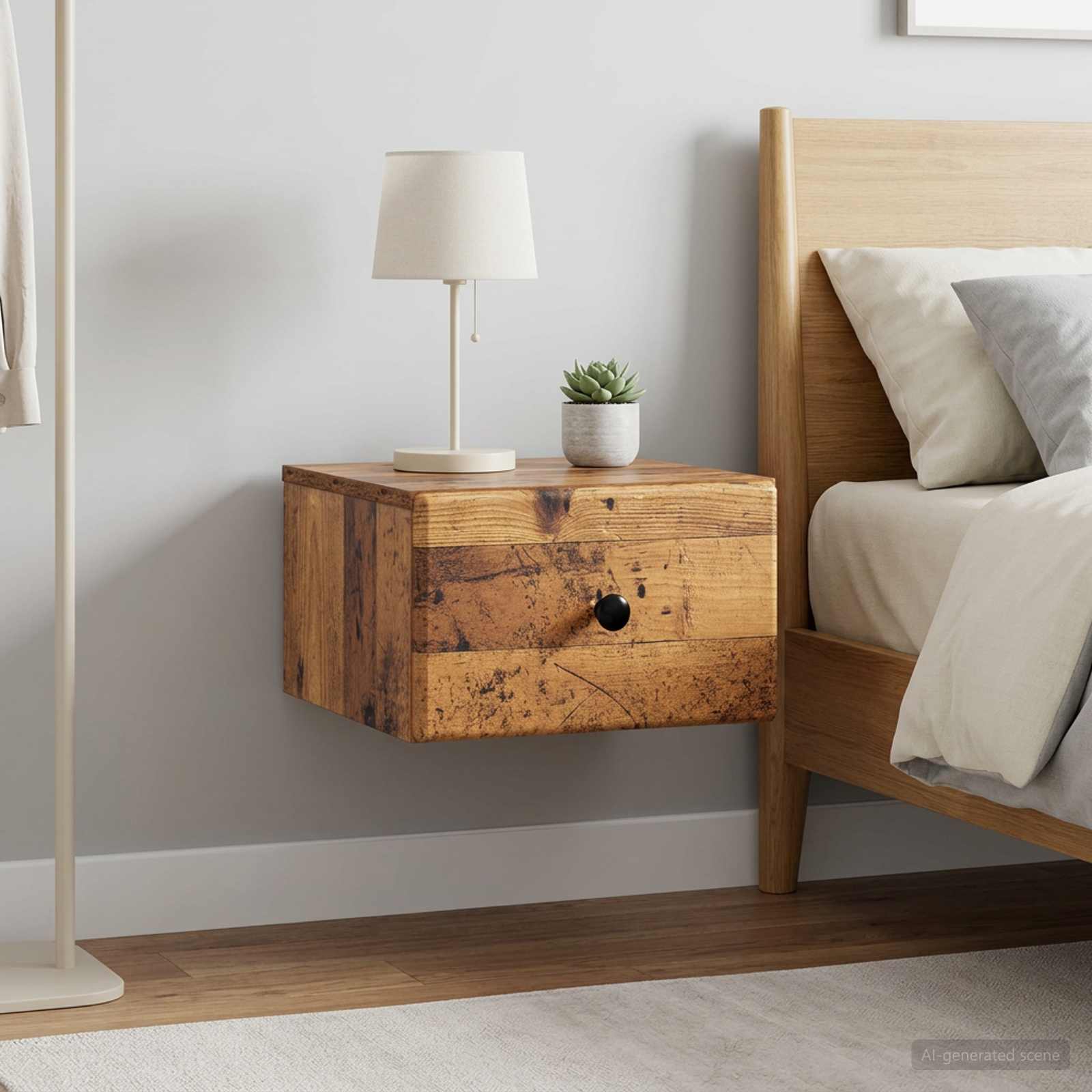 Cabinet de chevet mural 2 pc Bois ancien 34,5 x 33 x 20 cm - XIOS