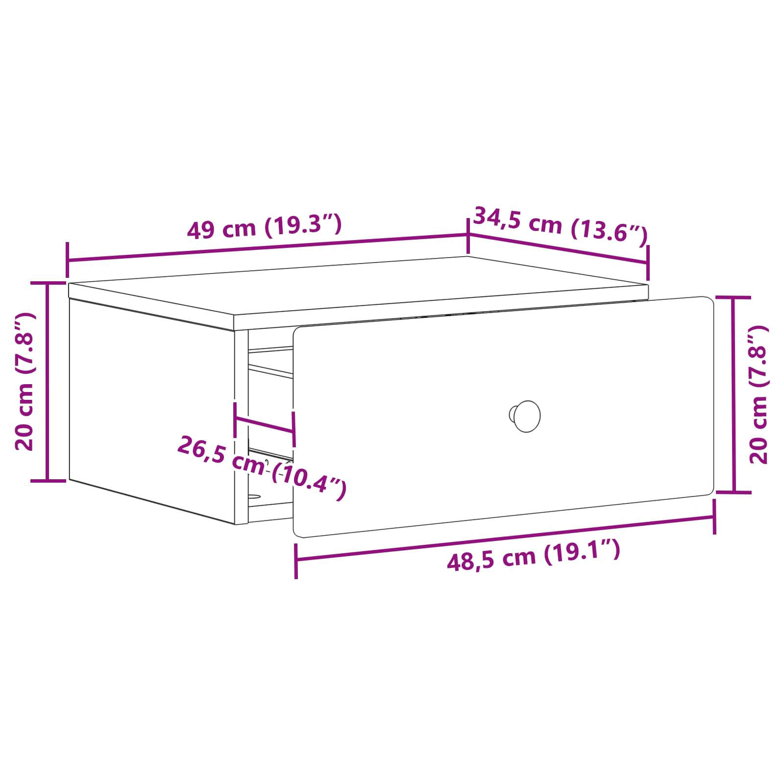 Cabinet de chevet mural 2 pcs Chêne fumé 49 x 34,5 x 20 cm - XIOS