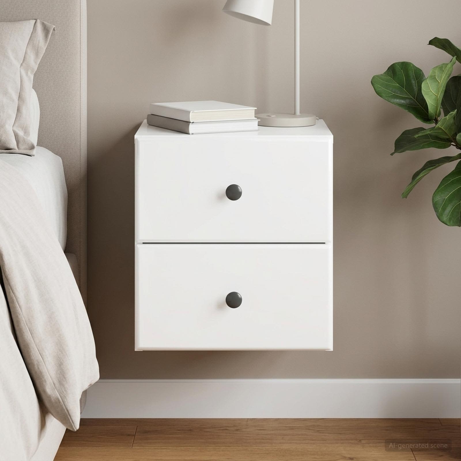 Cabinet de chevet mural Blanc brillant 34,5 x 33 x 40 cm - XIOS