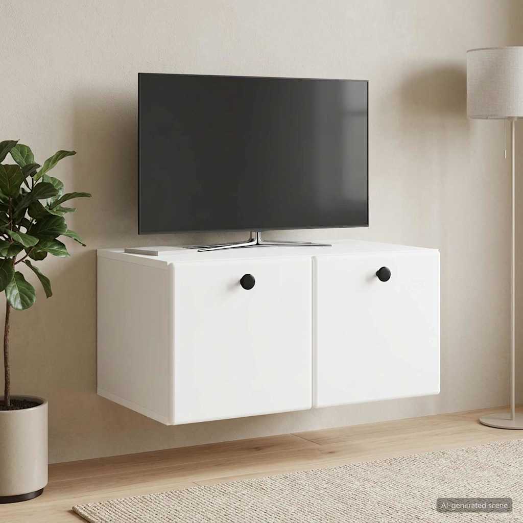 Meuble TV mural 59,5 x 41 x 30 cm Blanc Bois d'ingénierie - XIOS