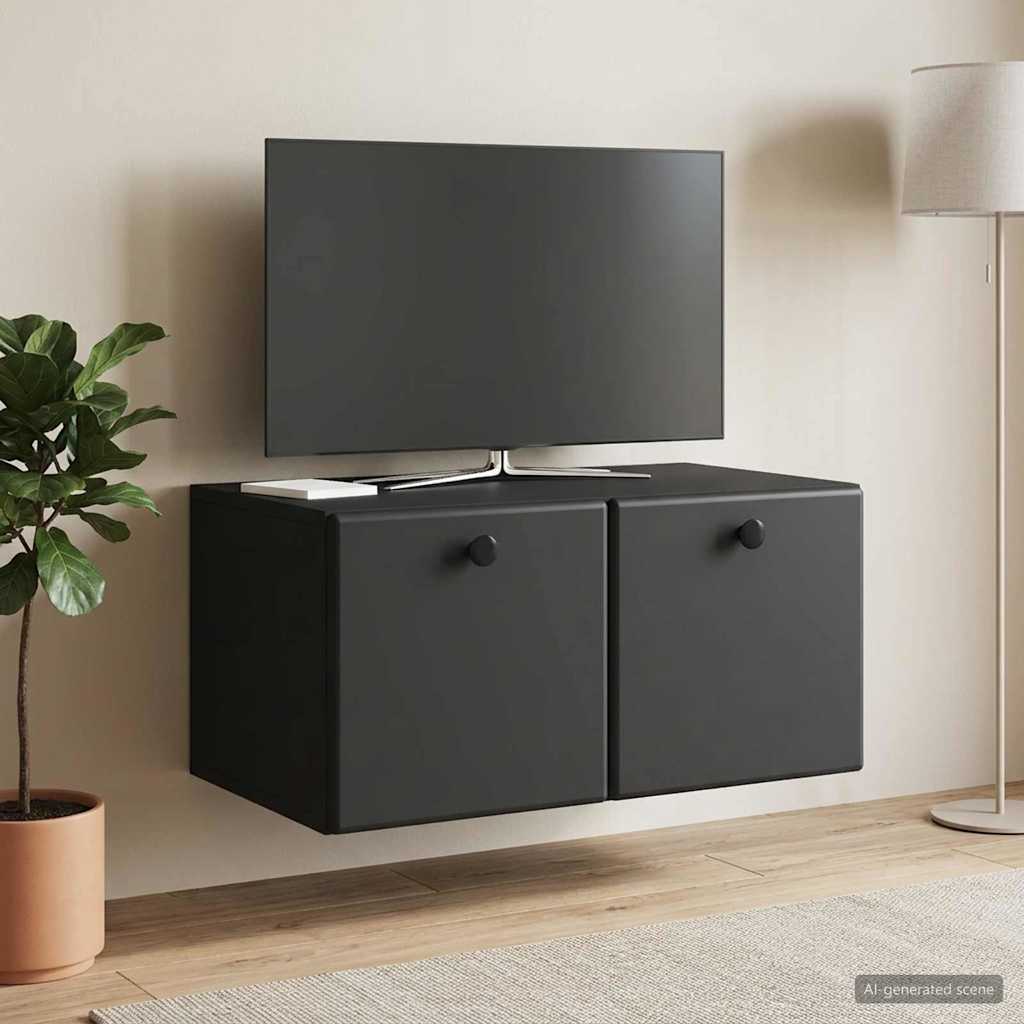 Meuble TV mural 59,5 x 41 x 30 cm Noir Bois d'ingénierie - XIOS