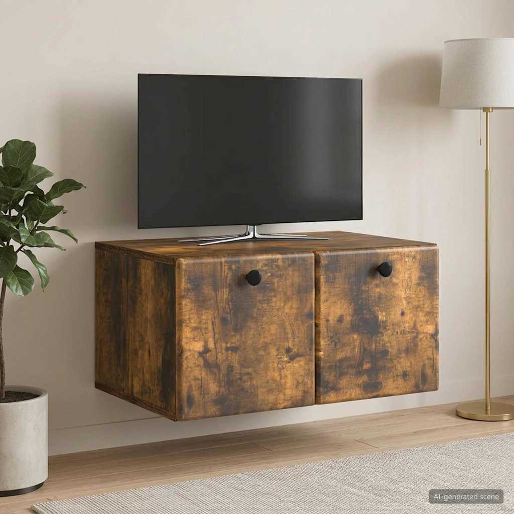 Meuble TV mural 59,5 x 41 x 30 cm Chêne fumé Bois d'ingénierie - XIOS