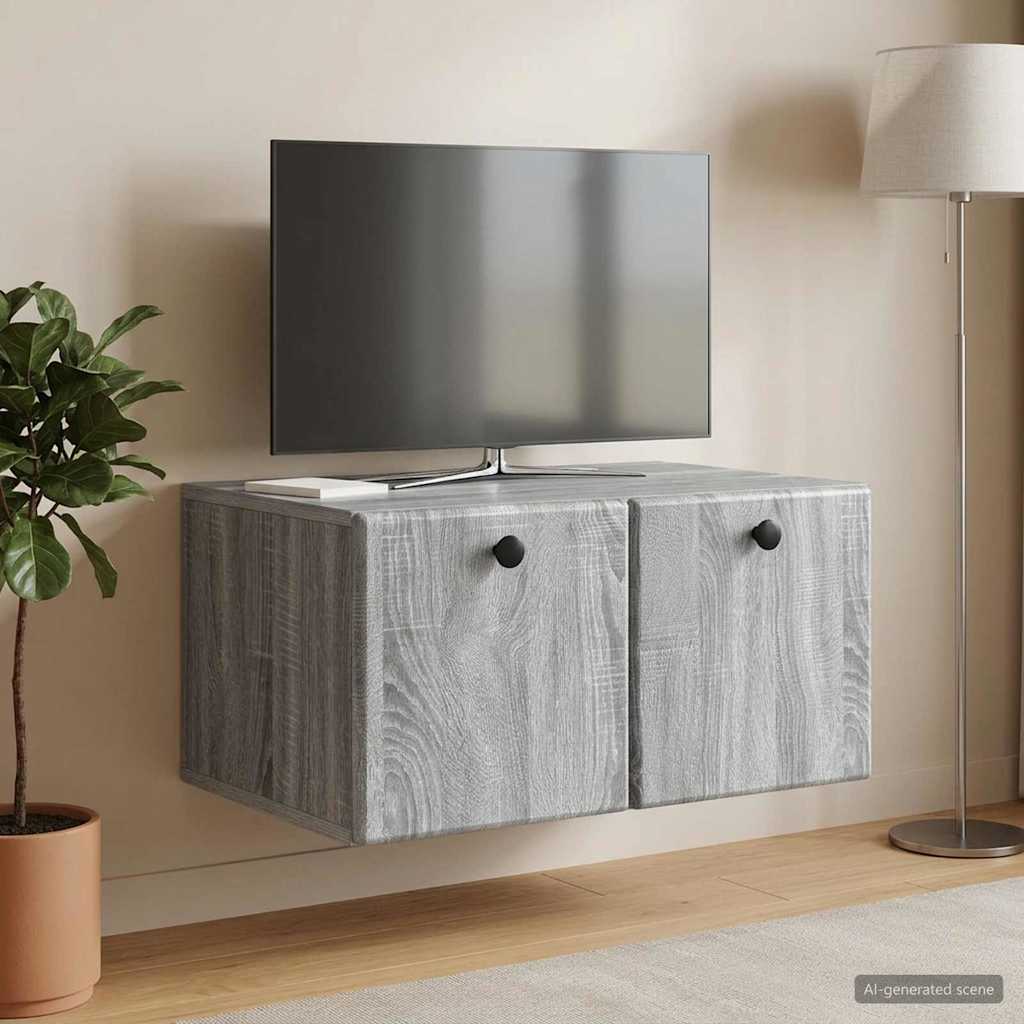 Meuble TV mural 59,5 x 41 x 30 cm Sonoma gris Bois d'ingénierie - XIOS