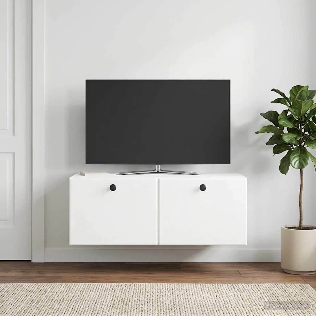Meuble TV mural 78,5 x 41 x 30 cm Blanc Bois d'ingénierie - XIOS