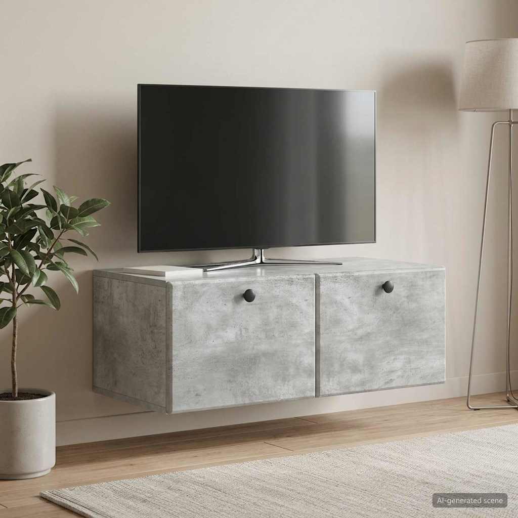 Meuble TV mural 78,5 x 41 x 30 cm Gris béton Bois d'ingénierie - XIOS
