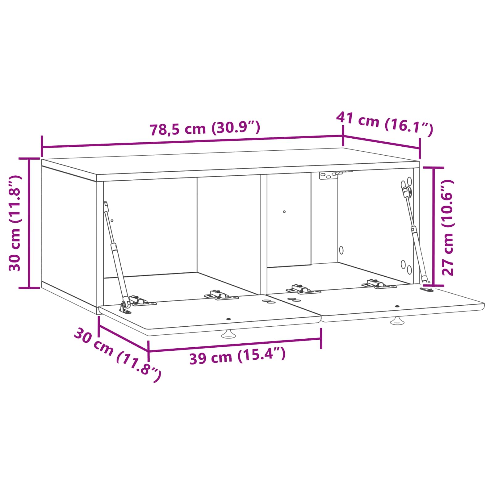 Meuble TV mural Chêne fumé 78,5 x 41 x 30 cm Bois d'ingénierie - XIOS
