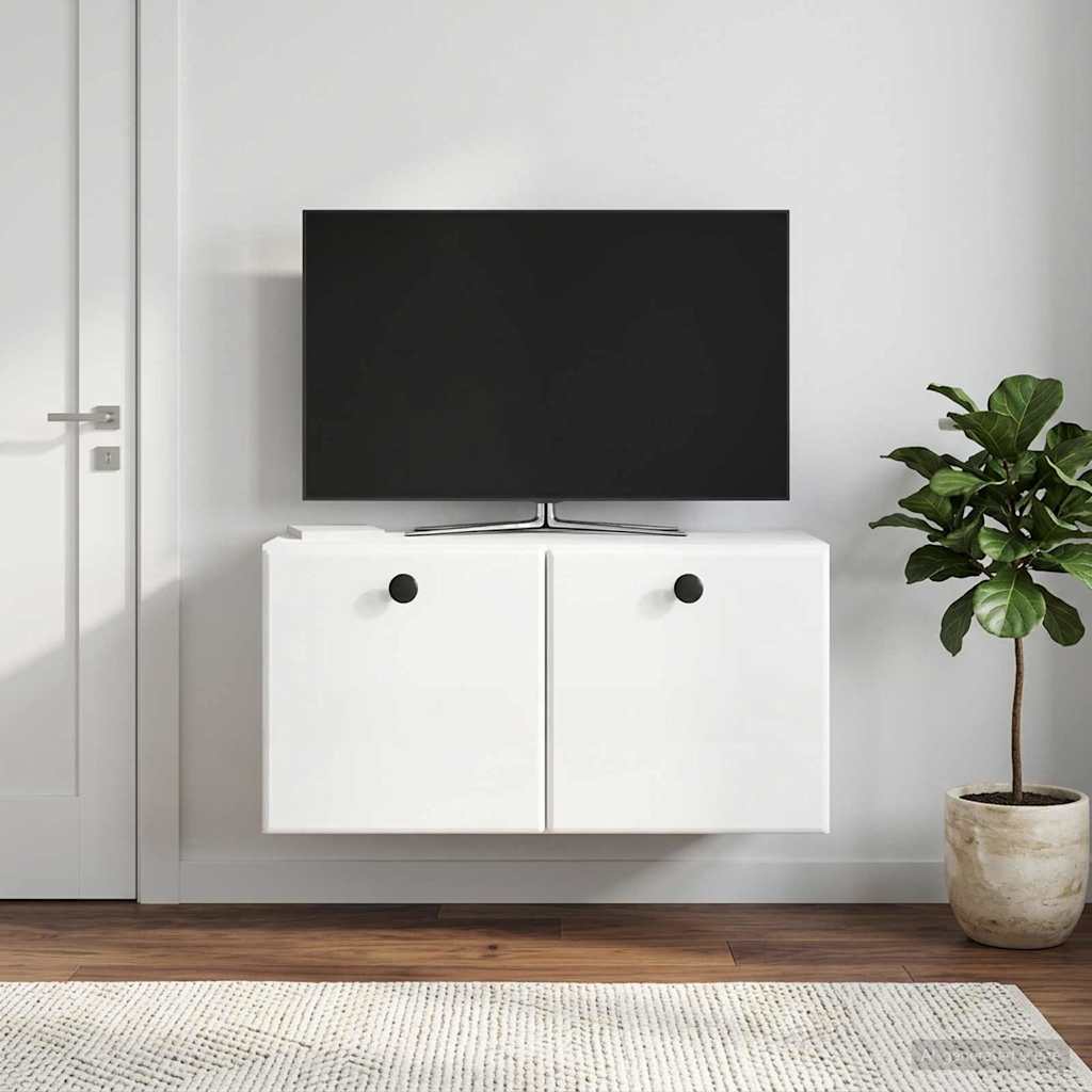 Meuble TV mural 59,5 x 31 x 30 cm Blanc brillant - XIOS