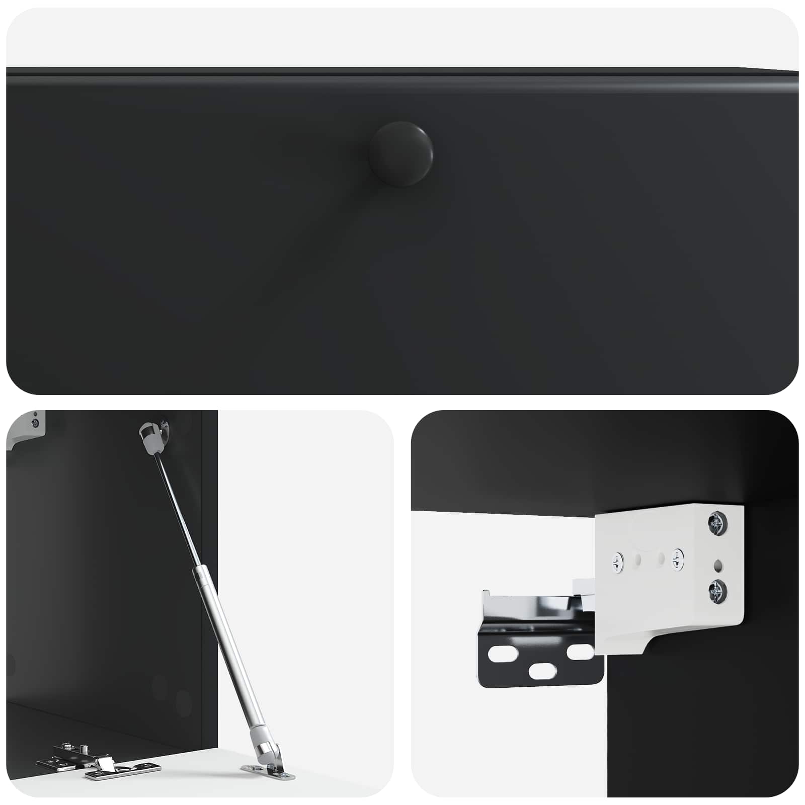 Meuble TV mural 78,5 x 31 x 30 cm Noir Bois d'ingénierie - XIOS