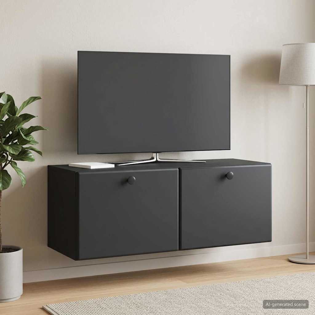 Meuble TV mural 78,5 x 31 x 30 cm Noir Bois d'ingénierie - XIOS