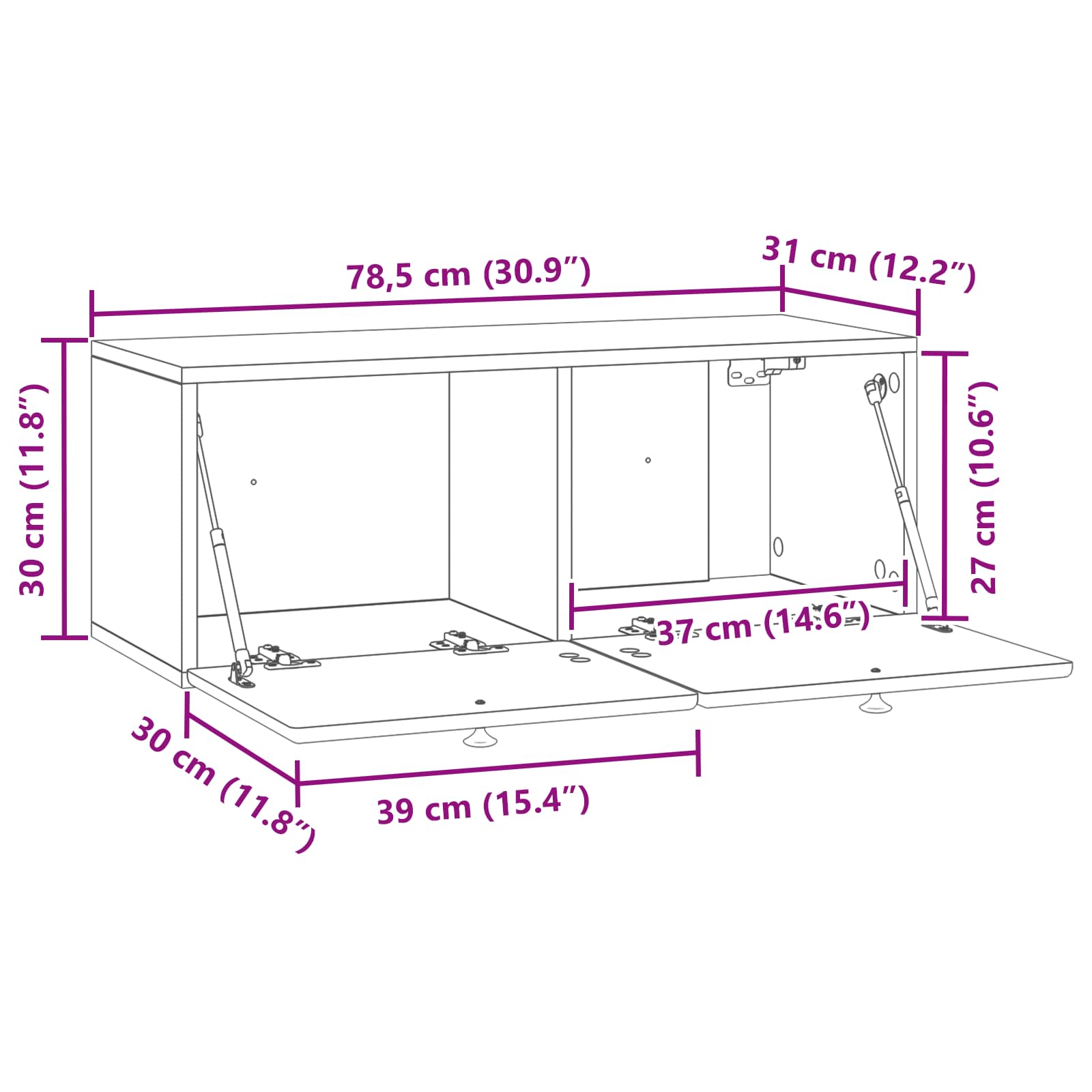 Meuble TV mural Montage mural Blanc brillant 78,5 x 31 x 30 cm - XIOS