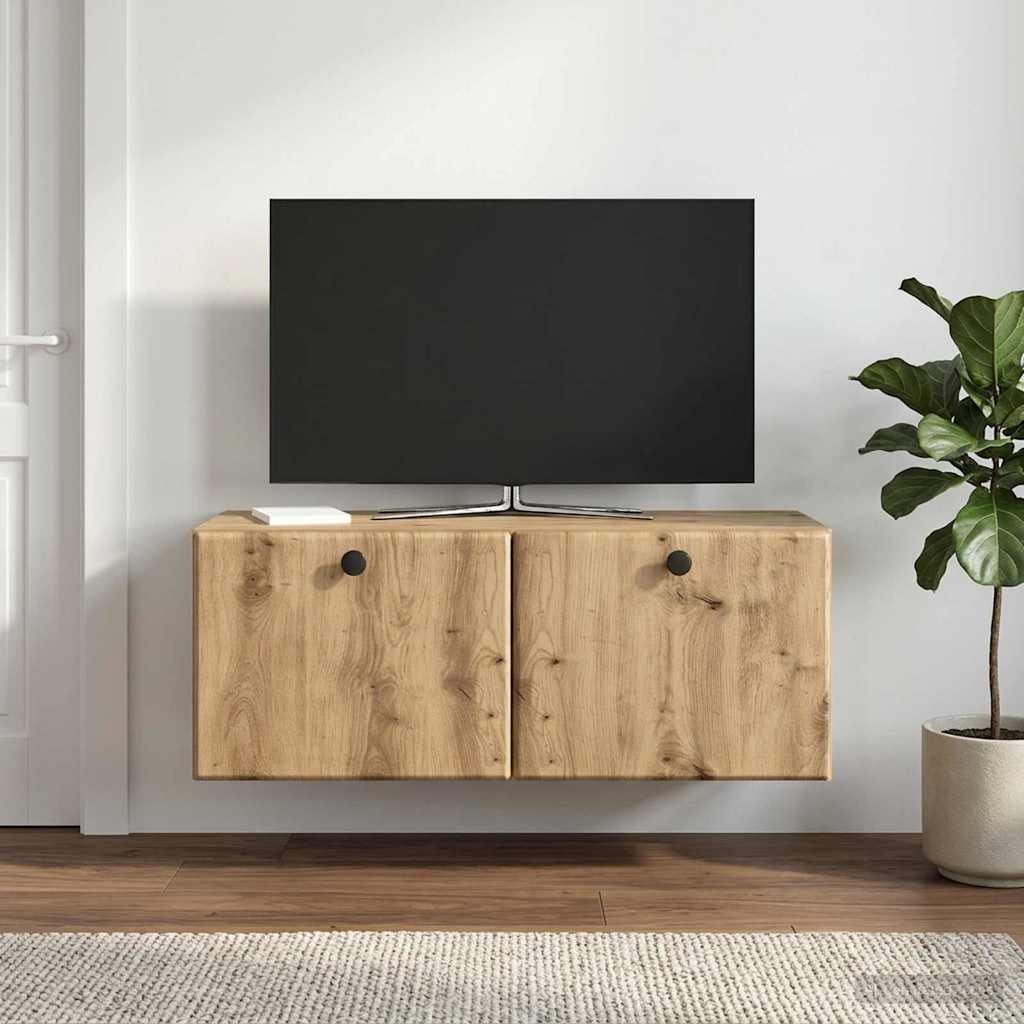 Meuble TV mural 78,5 x 31 x 30 cm Chêne artisanal - XIOS