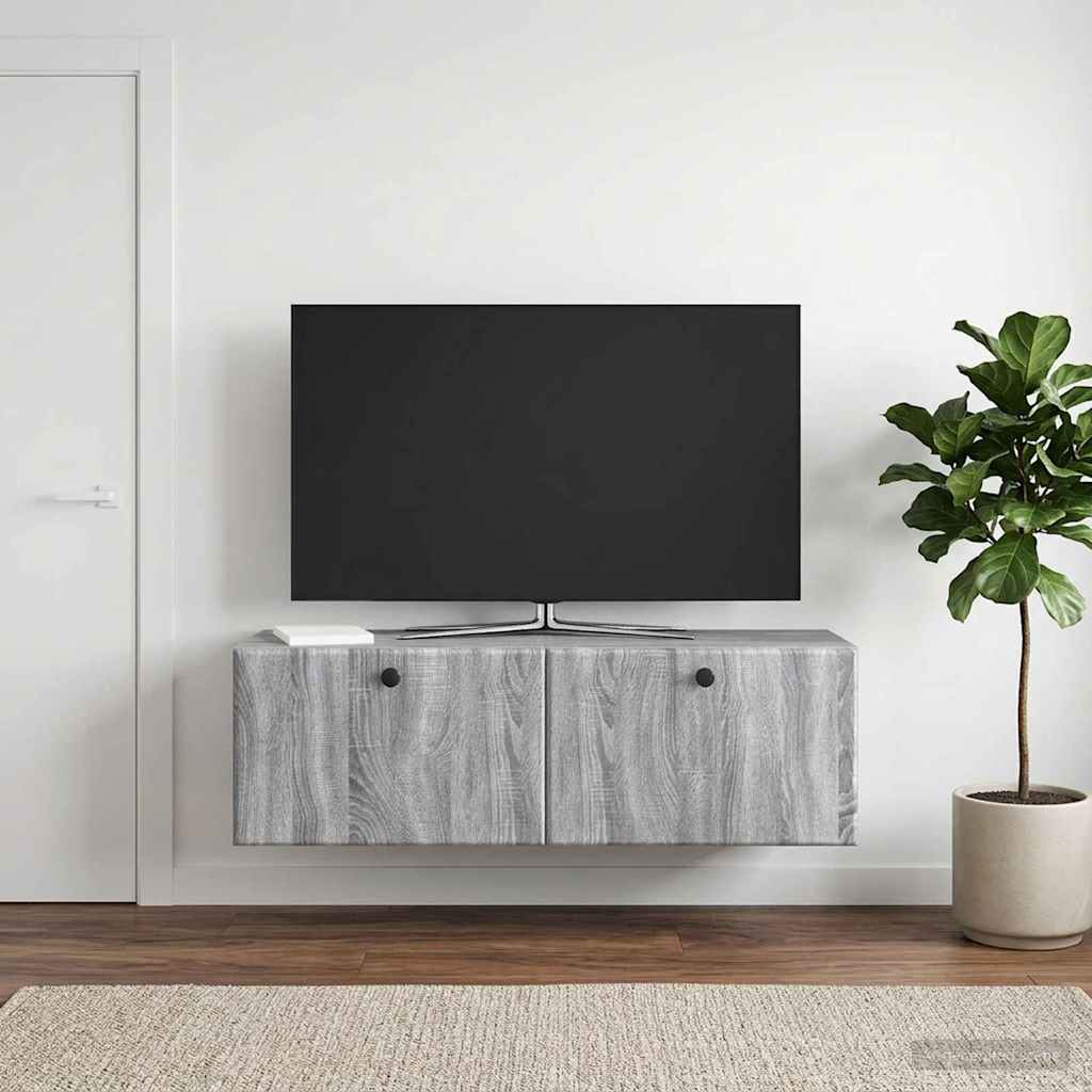 Meuble TV mural 98 x 31 x 30 cm Sonoma gris Bois d'ingénierie - XIOS