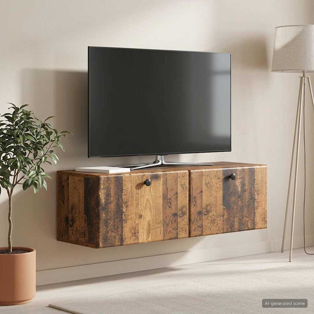 Meuble TV mural 98 x 31 x 30 cm Bois ancien Bois d'ingénierie - XIOS