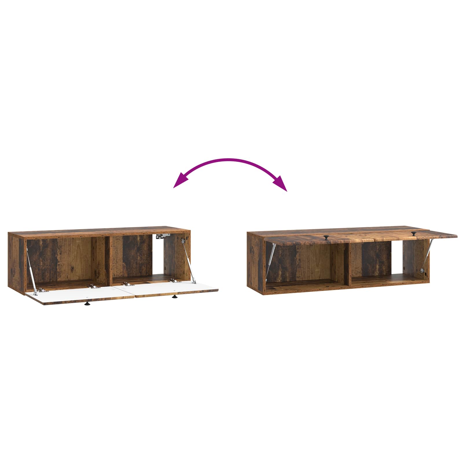 Meuble TV mural 98 x 31 x 30 cm Bois ancien Bois d'ingénierie - XIOS