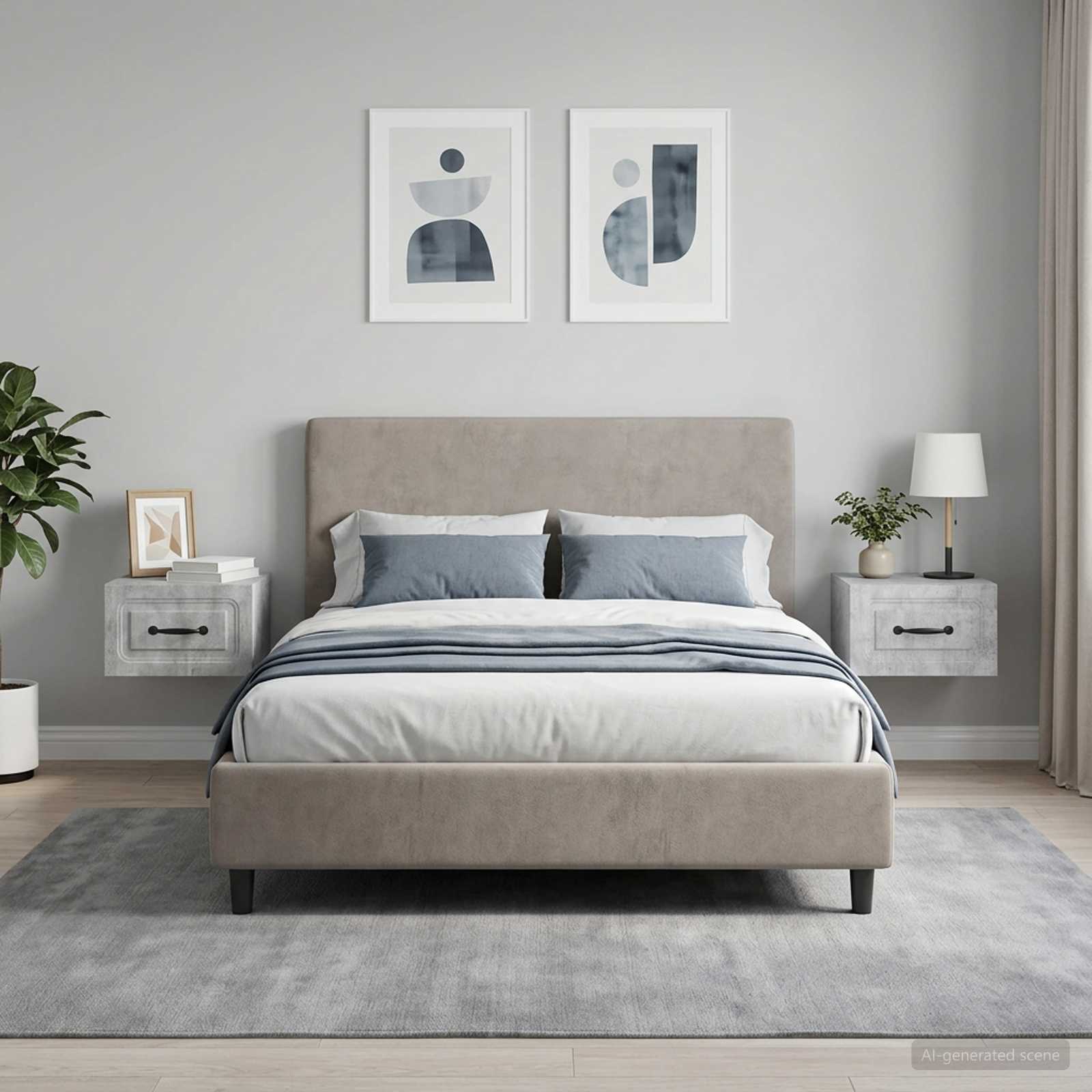 Cabinet de chevet mural 2 pcs Gris béton 34,5 x 33 x 20 cm - XIOS