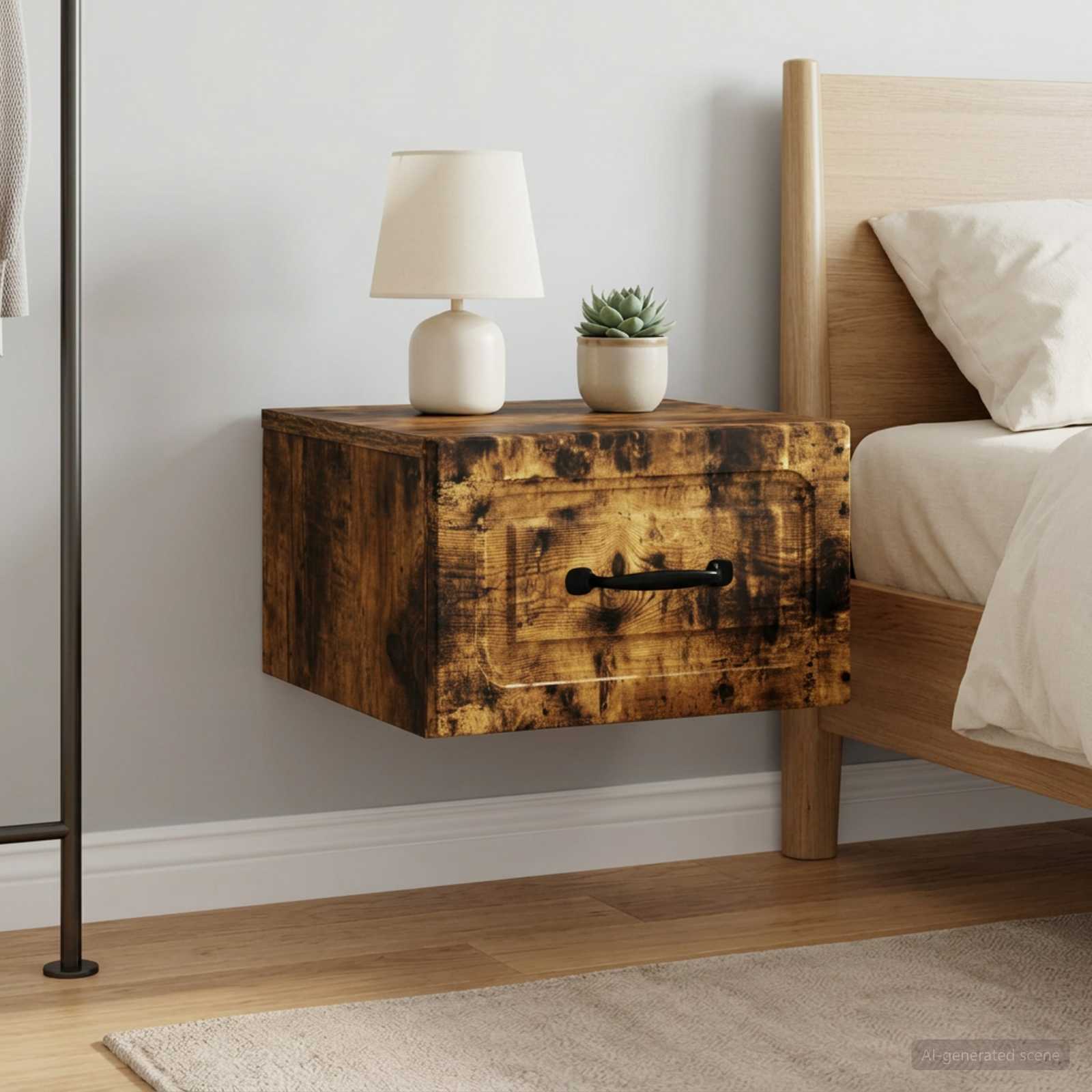 Cabinet de chevet mural 2 pcs Chêne fumé 34,5 x 33 x 20 cm - XIOS