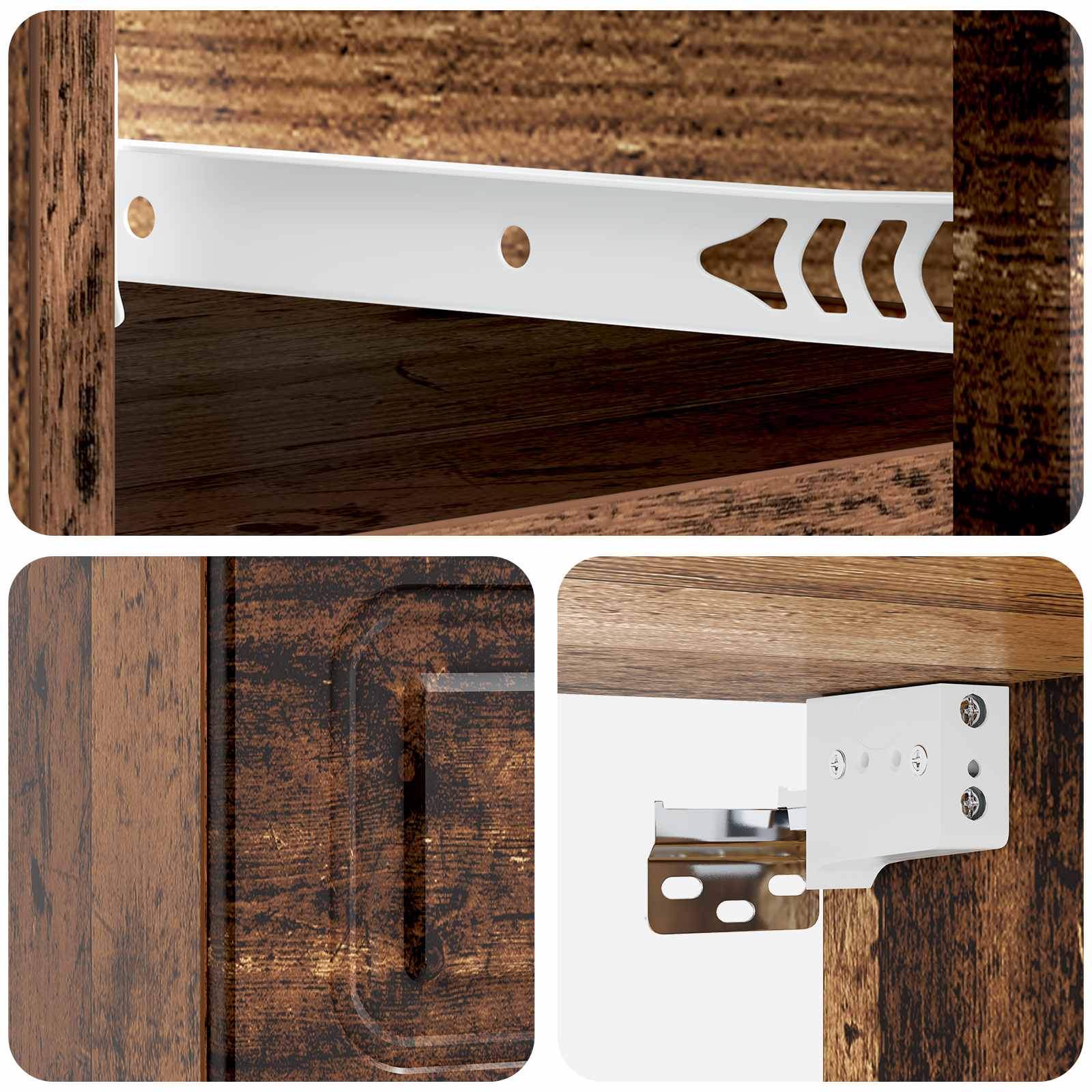 Cabinet de chevet mural 2 pc Bois ancien 34,5 x 33 x 20 cm - XIOS