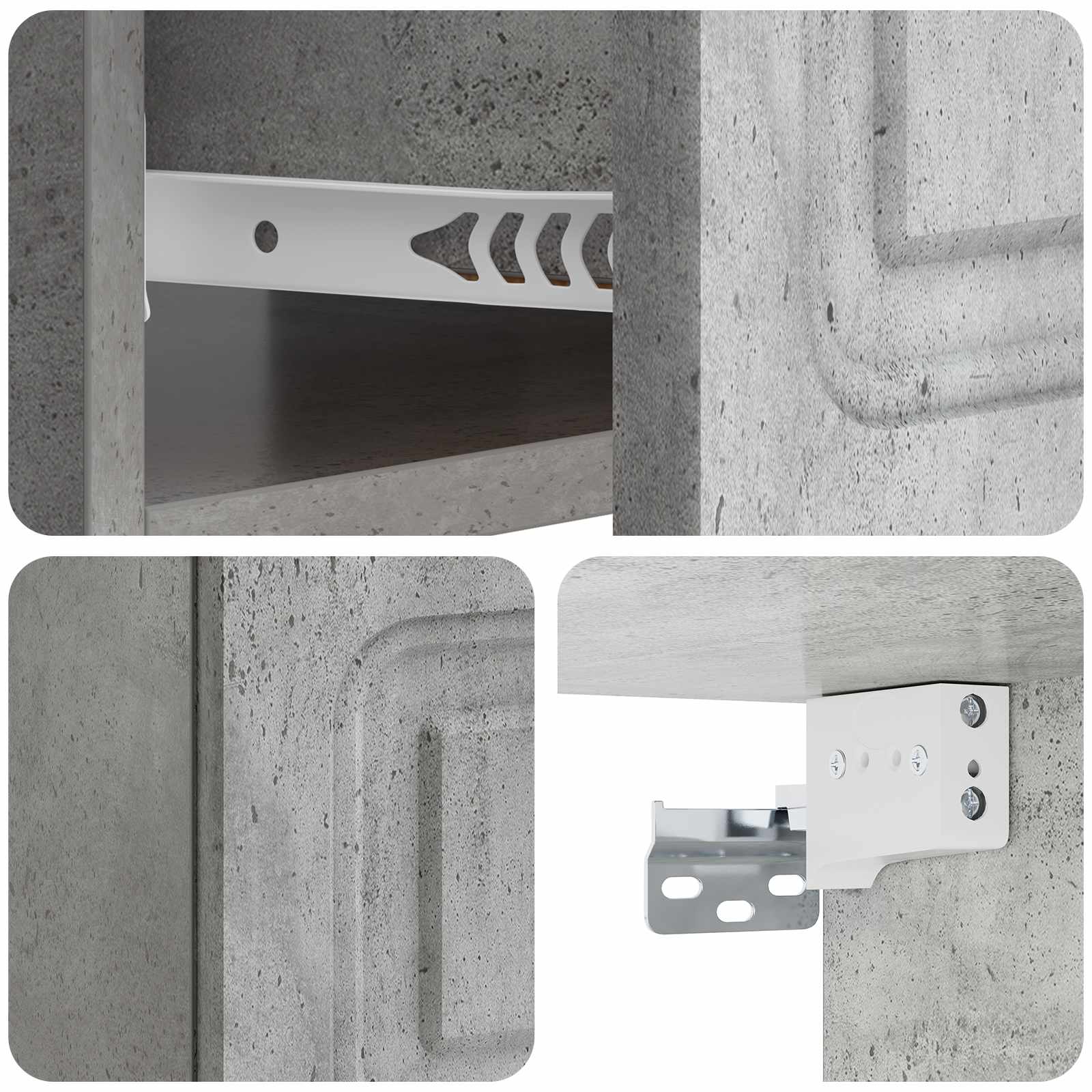 Cabinet de chevet mural 2 pcs Gris béton 49 x 34,5 x 20 cm - XIOS
