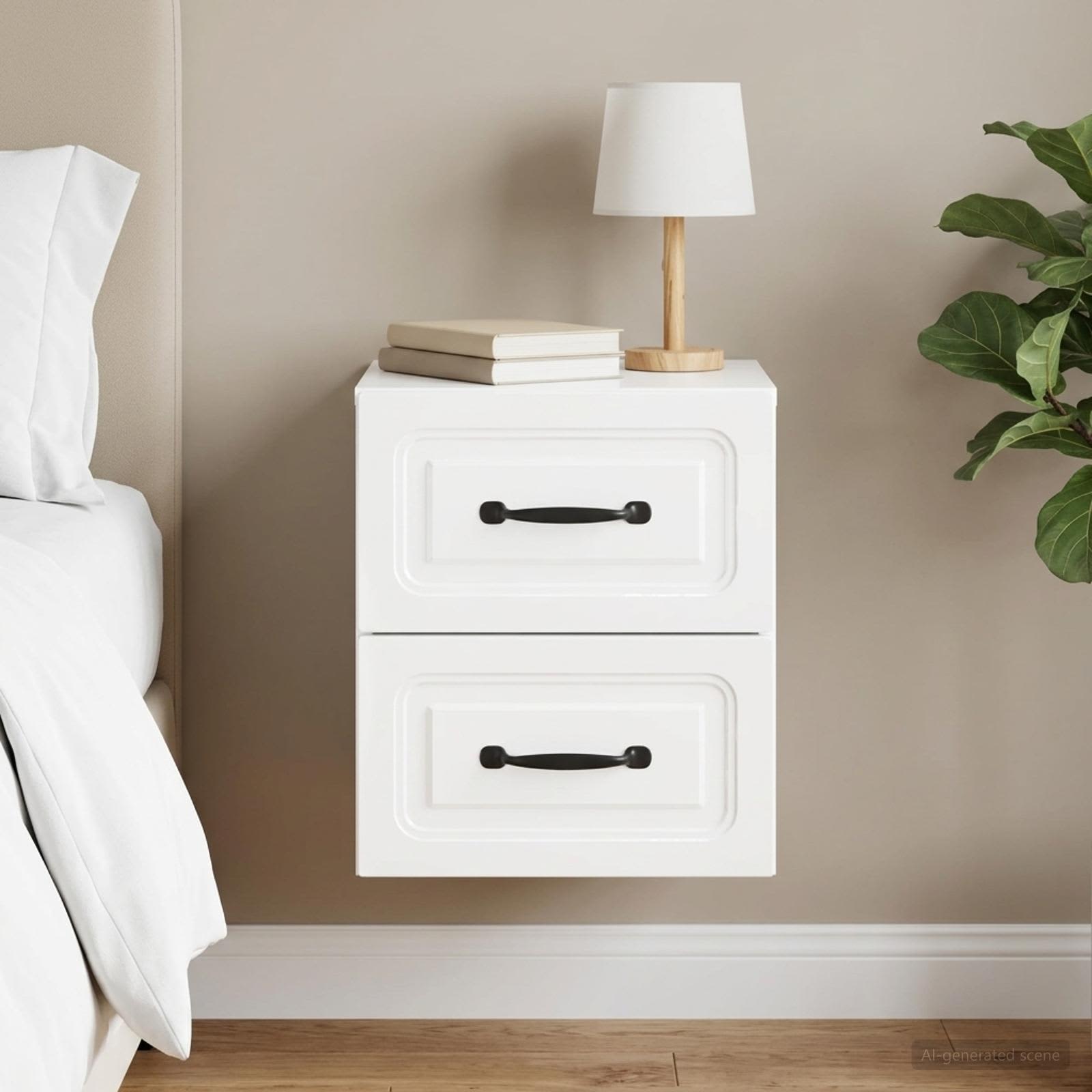 Cabinet de chevet mural Blanc brillant 34,5 x 33 x 40 cm - XIOS