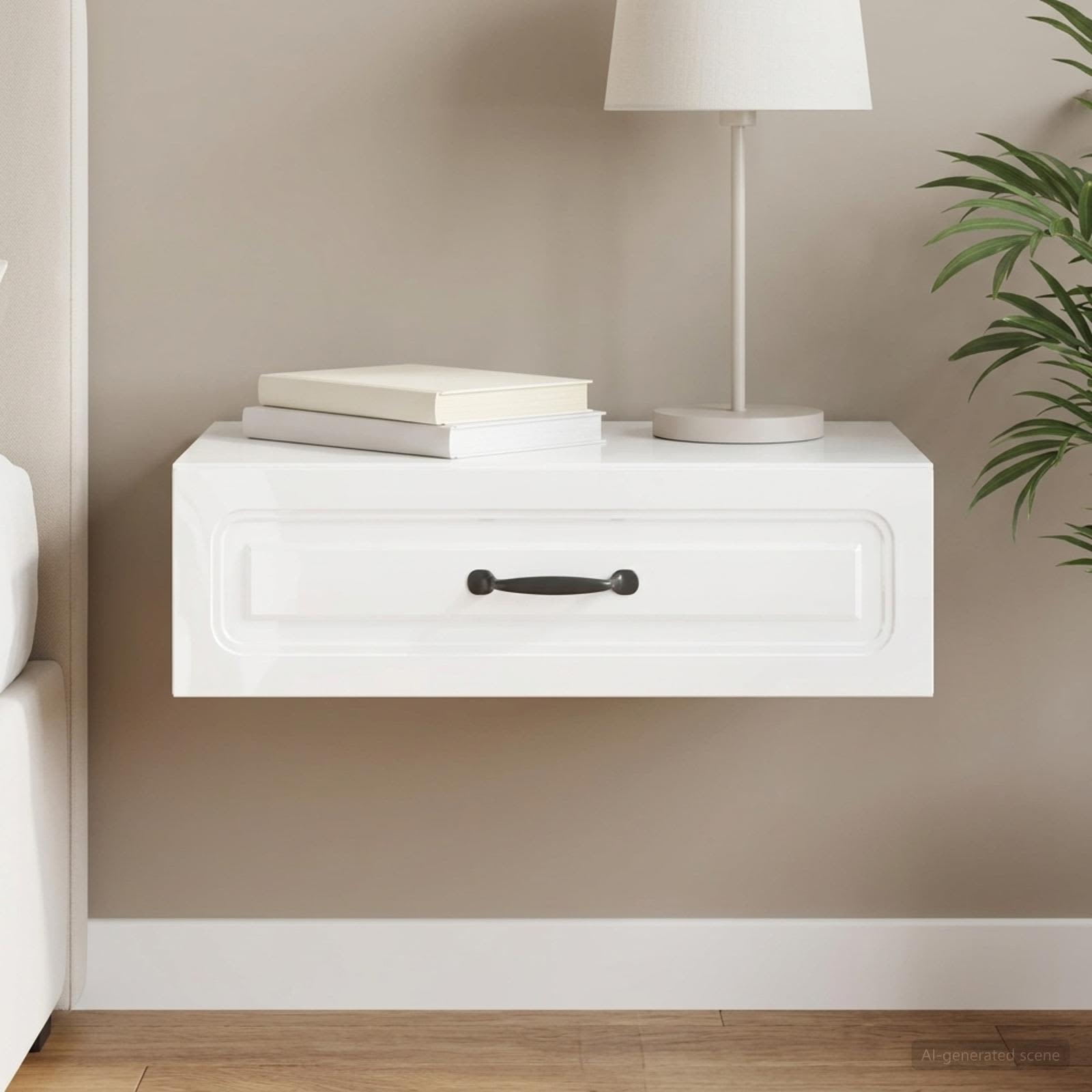Table d'appoint murale Blanc brillant 59 x 34,5 x 17 cm - XIOS