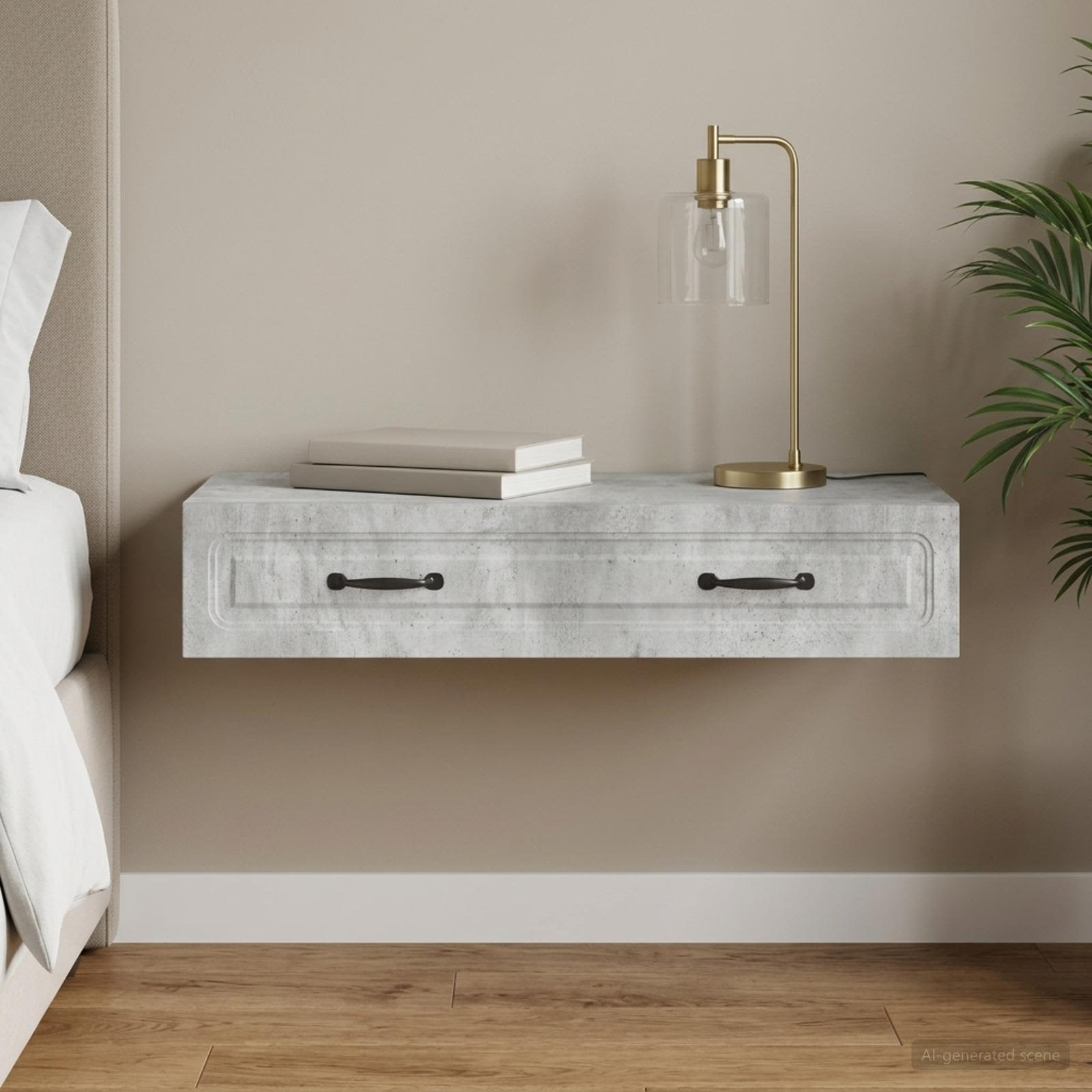 Table d'appoint murale Gris béton 87,5 x 34,5 x 17 cm - XIOS