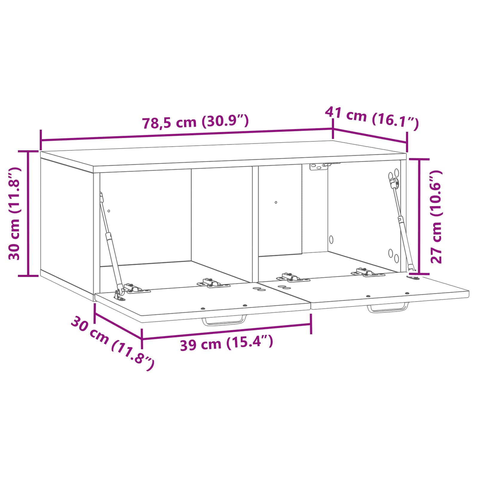 Meuble TV mural Blanc 78,5 x 41 x 30 cm Bois d'ingénierie - XIOS