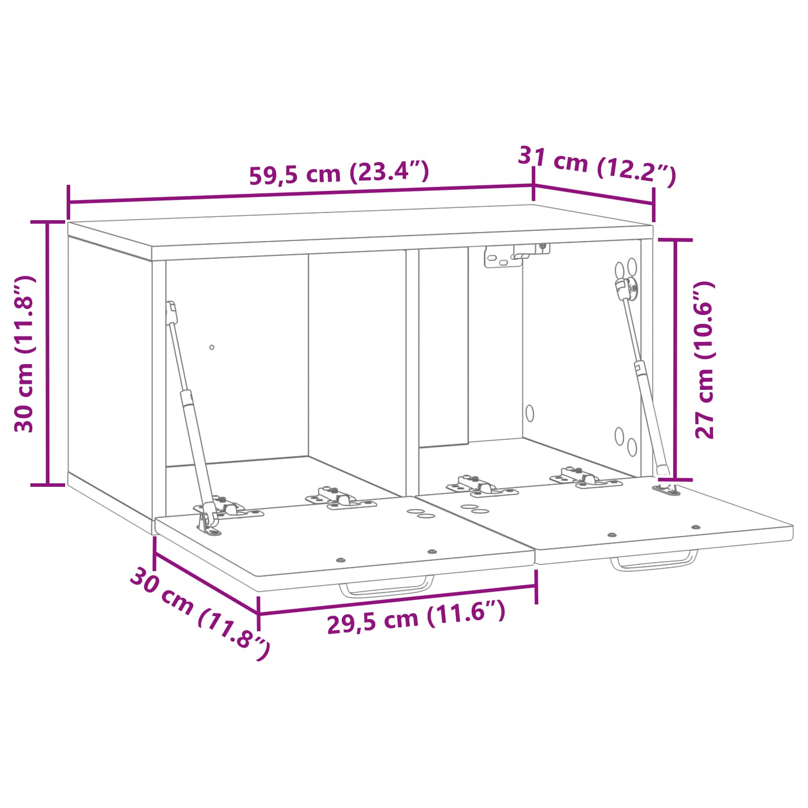 Meuble TV mural Montage mural Blanc brillant 59,5 x 31 x 30 cm - XIOS