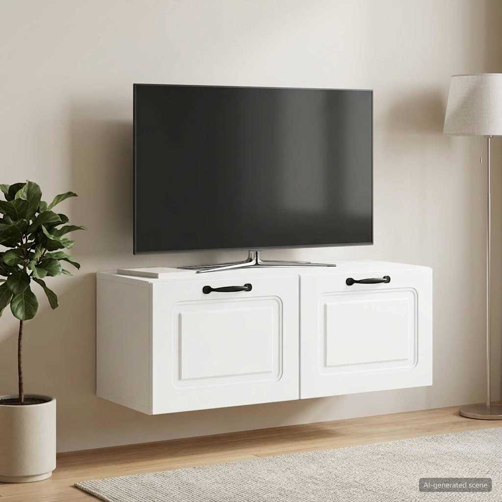 Meuble TV mural Blanc 78,5 x 31 x 30 cm Bois d'ingénierie - XIOS
